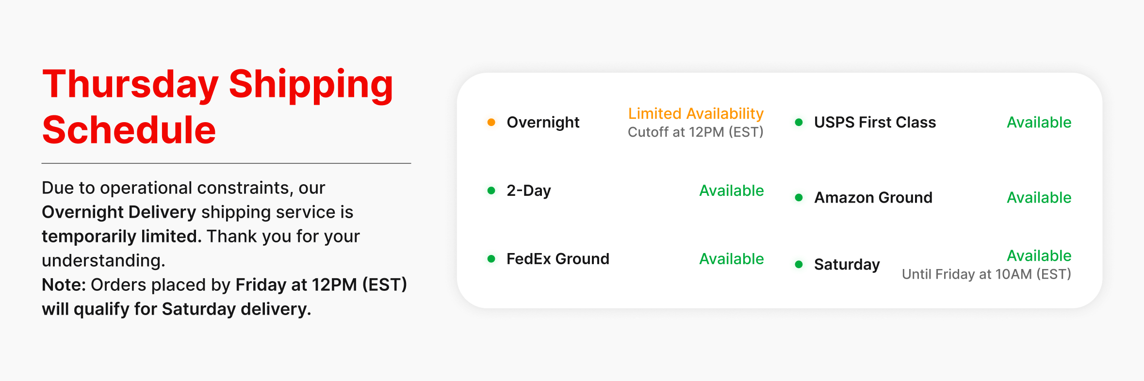 Overnight Shipping Notice 