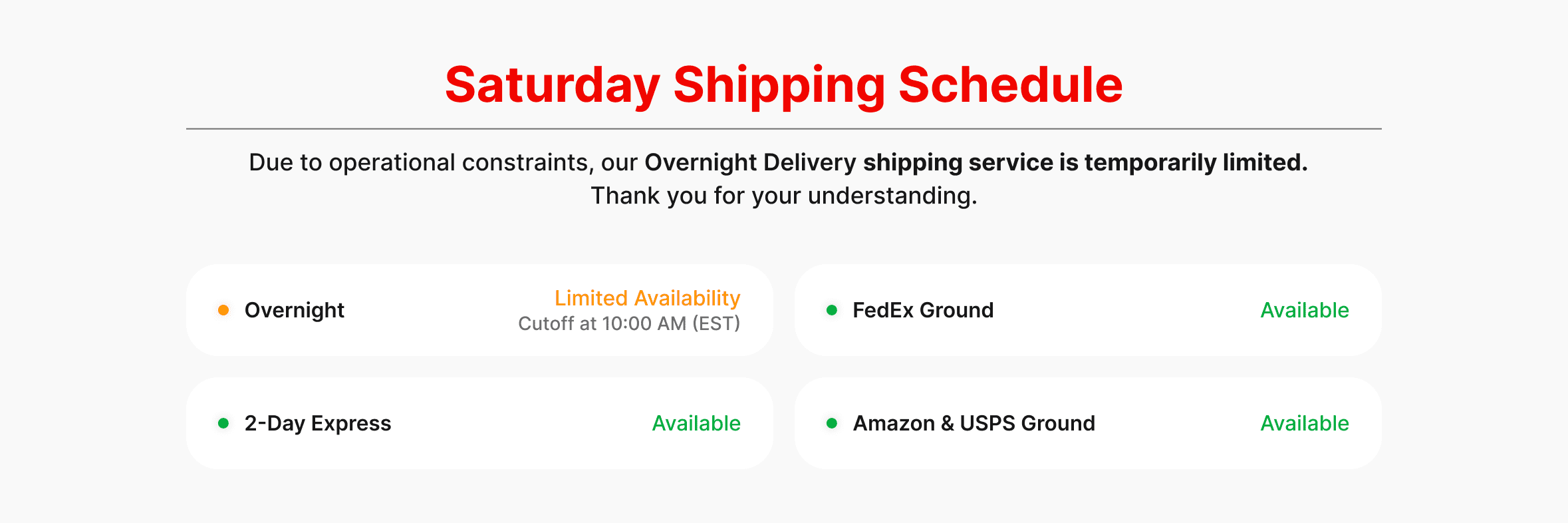 Overnight Shipping Notice 