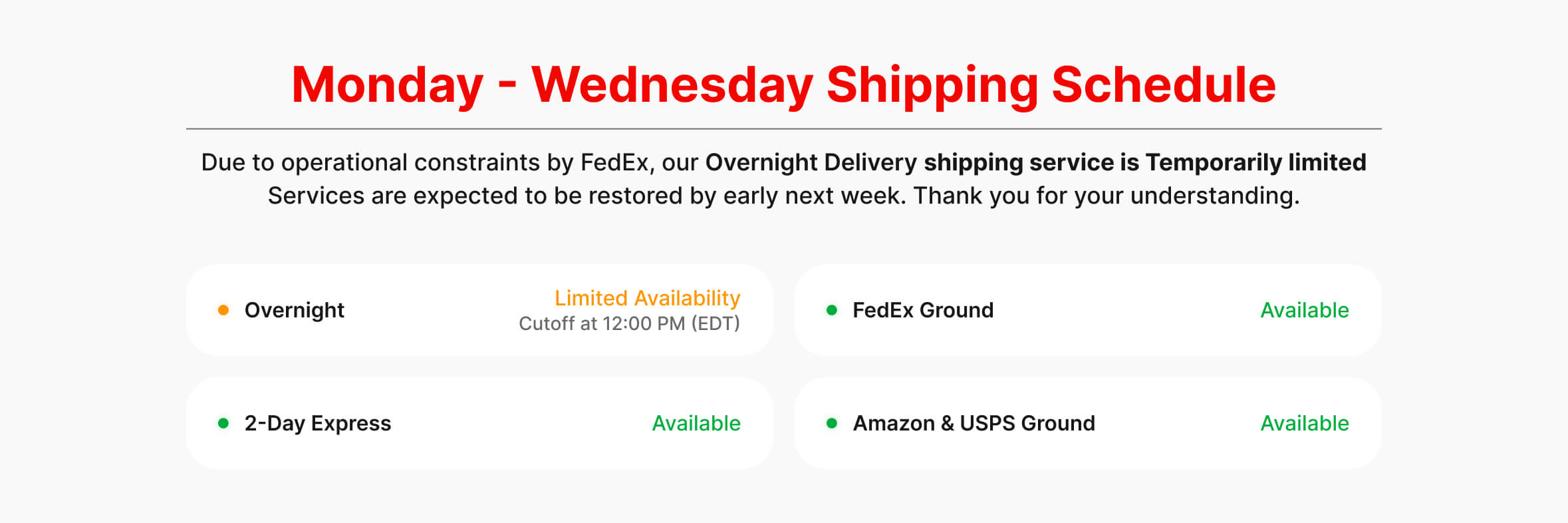 Overnight Shipping Notice 