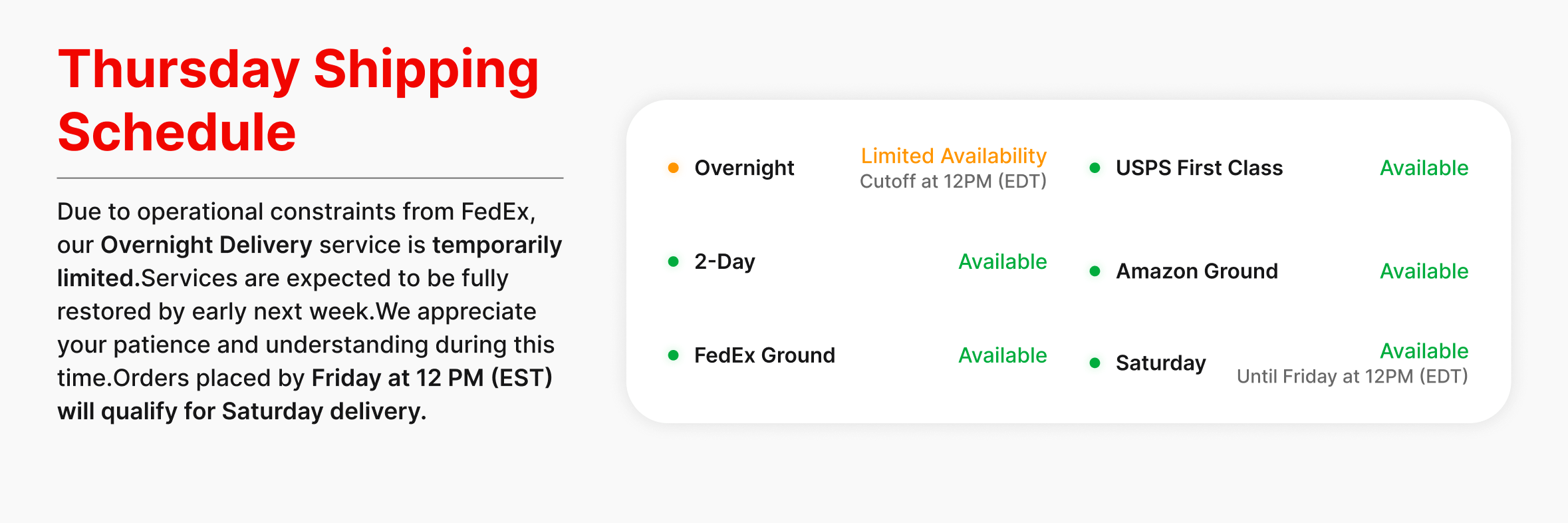 Overnight Shipping Notice 