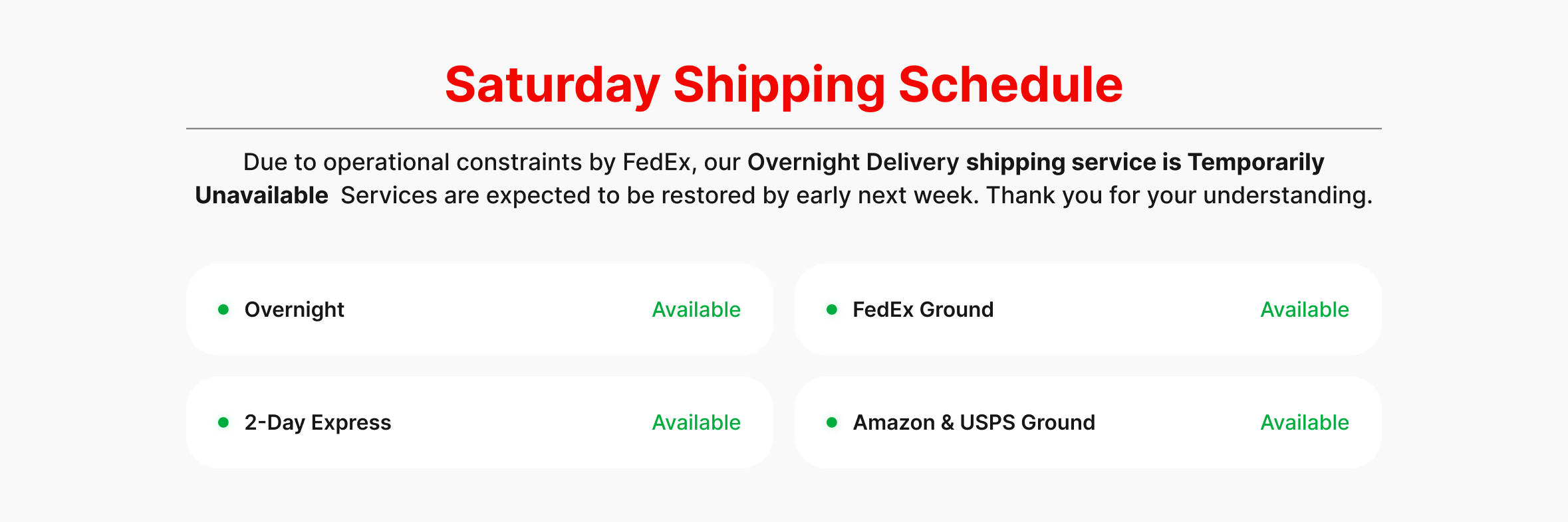Overnight Shipping Notice 