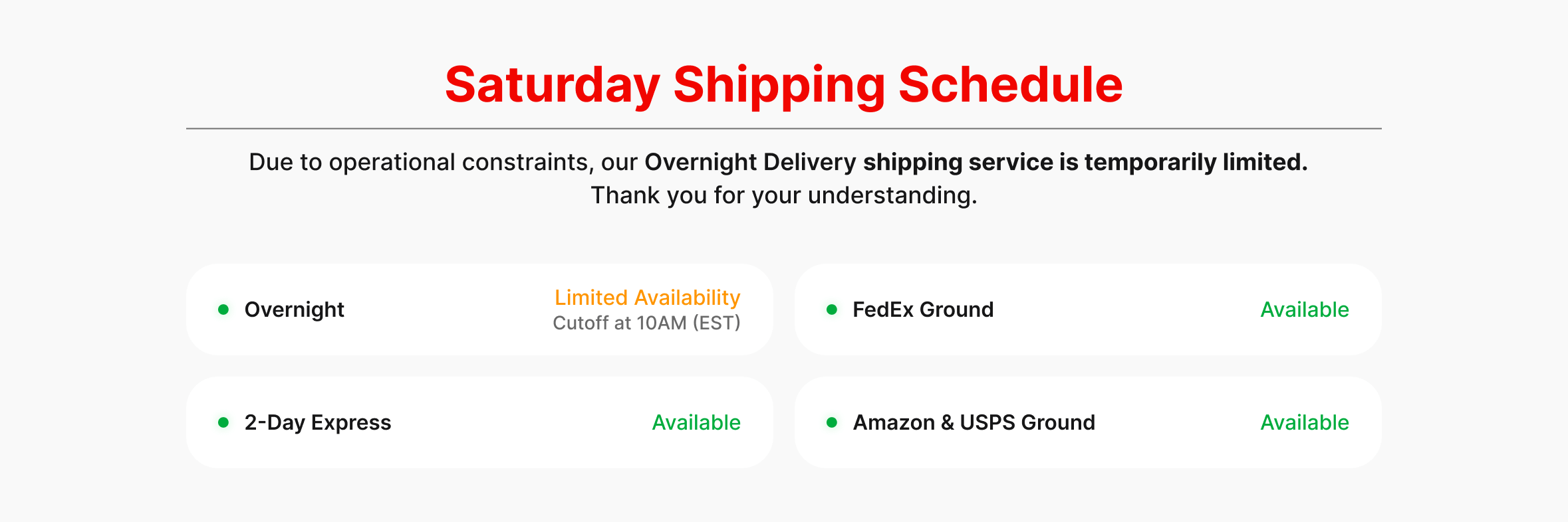 Overnight Shipping Notice 