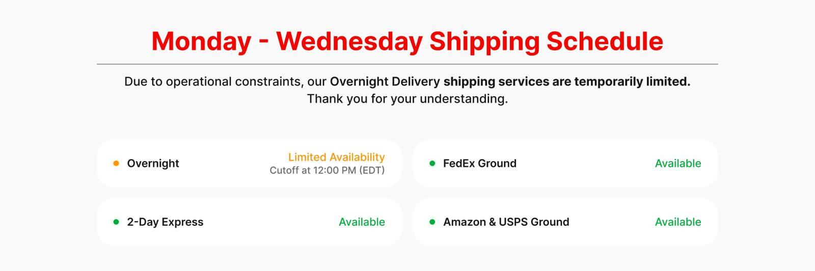Overnight Shipping Notice 