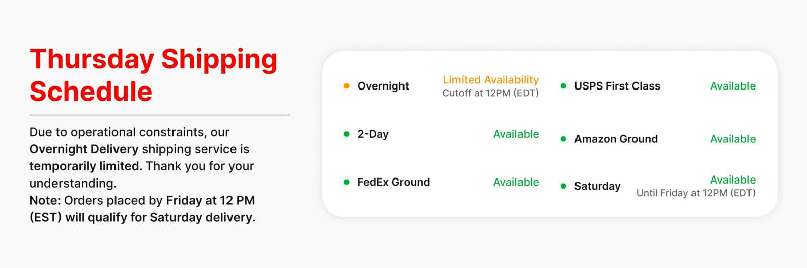 Overnight Shipping Notice 