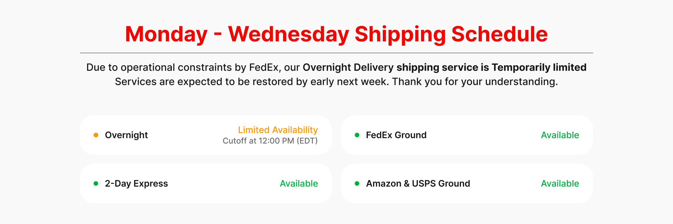 Overnight Shipping Notice 