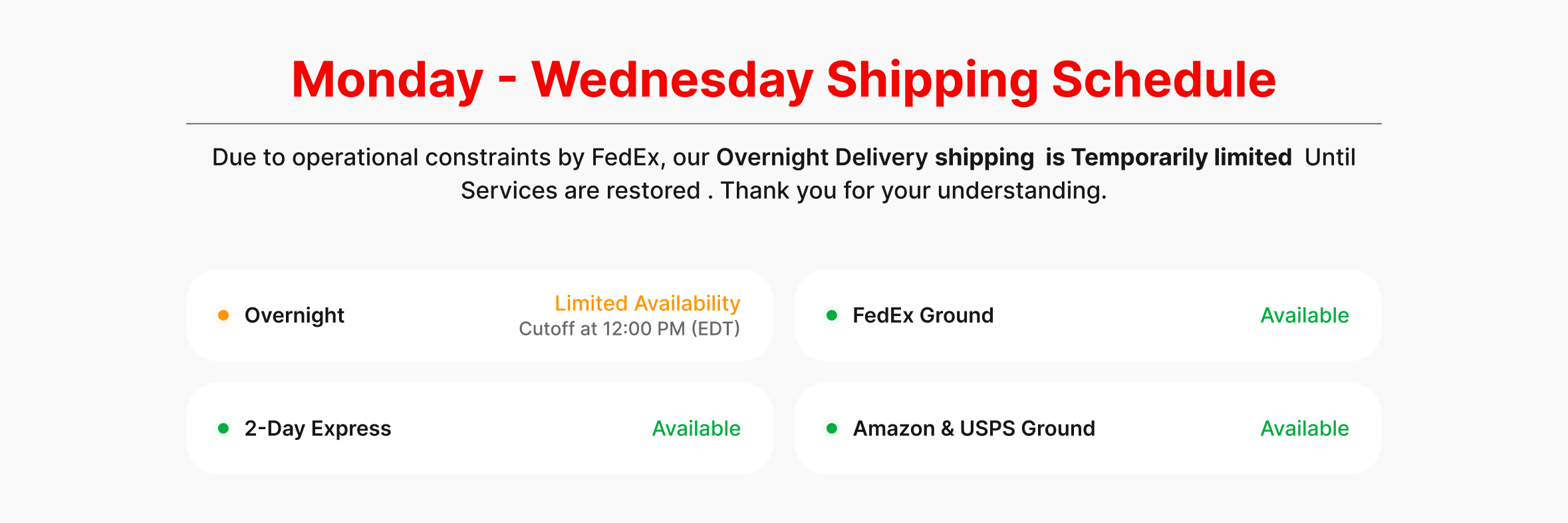 Overnight Shipping Notice 