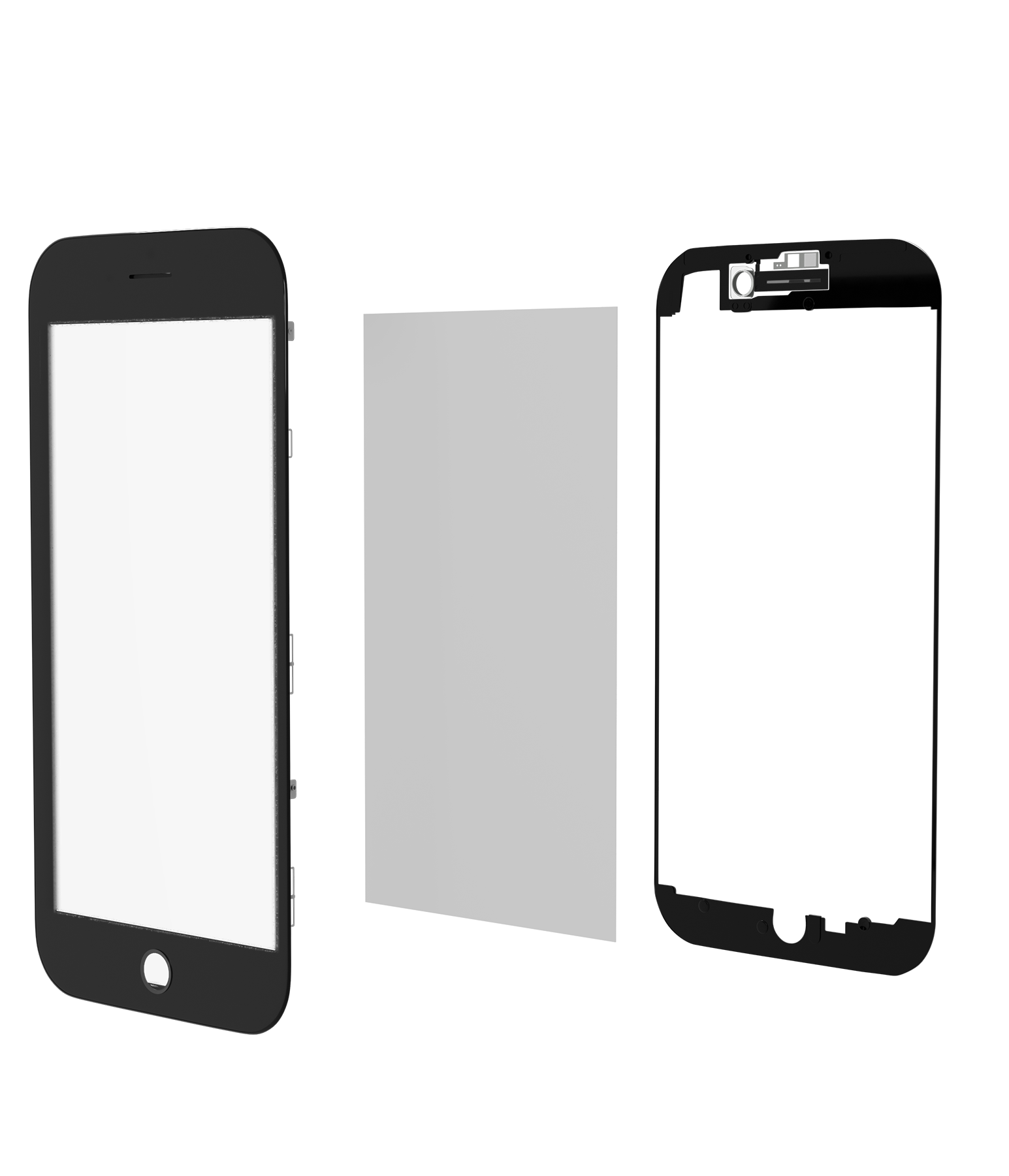 3 In 1 (Glass With Oca Pre-Installed + Frame) Compatible For Iphone 8 Plus (Oca Master) (2 Pack)(Black)