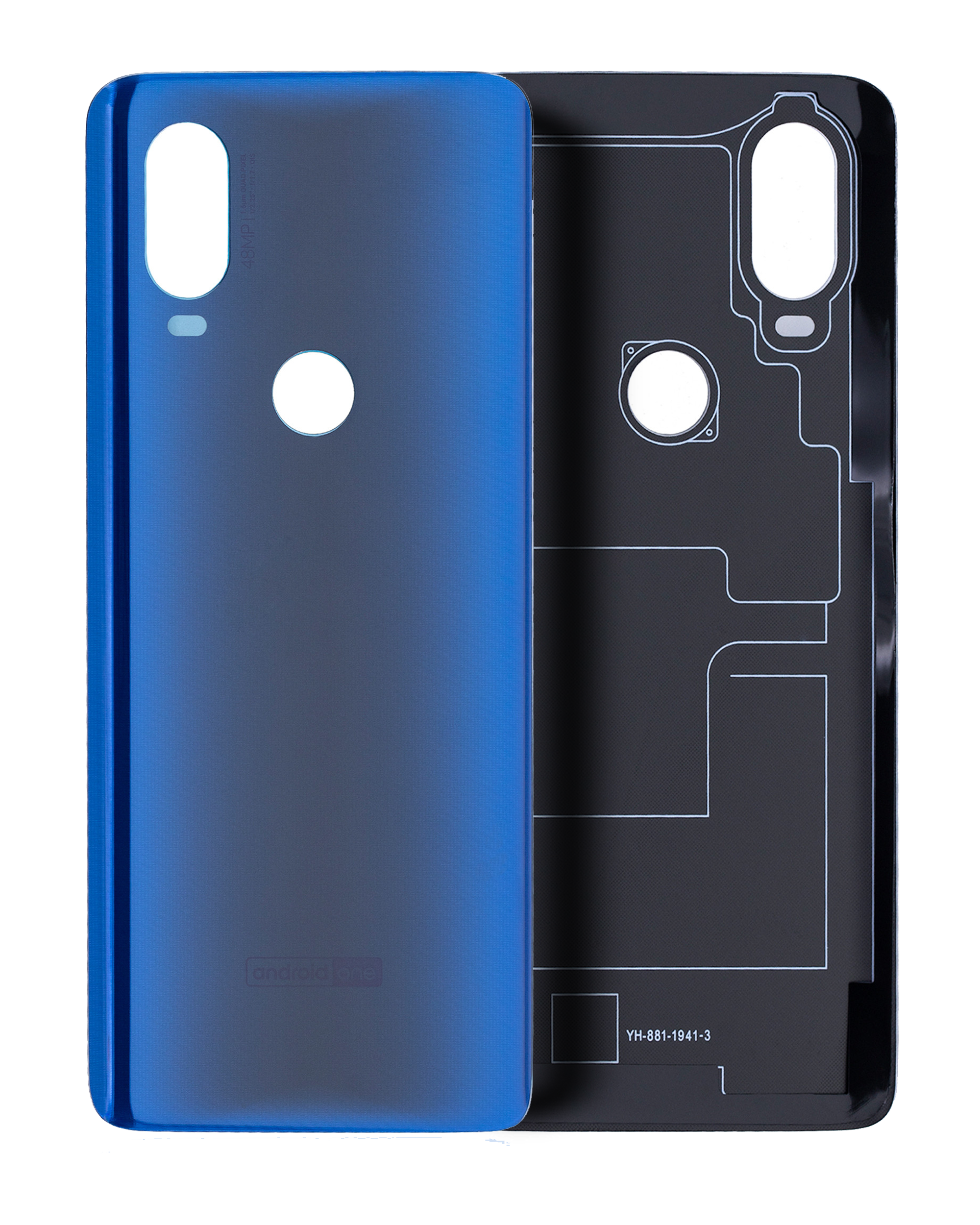 Back Cover Glass Compatible For Motorola One Vision / P50 (Xt1970 / 2019) (Sapphire Blue)