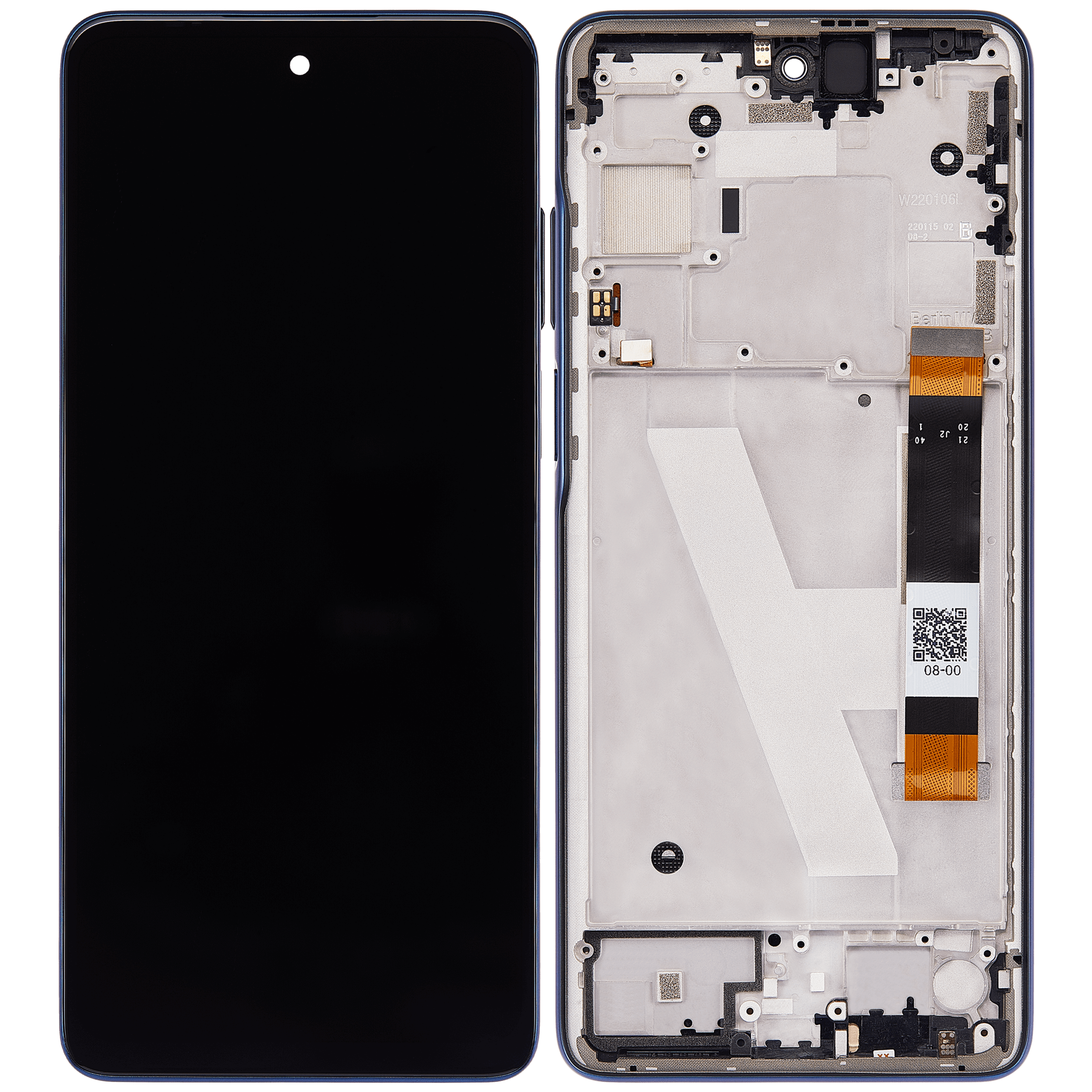 Lcd Assembly With Frame Compatible For Motorola Edge 5G (Xt2141 / 2021) (Refurbished) (Nebula Blue)