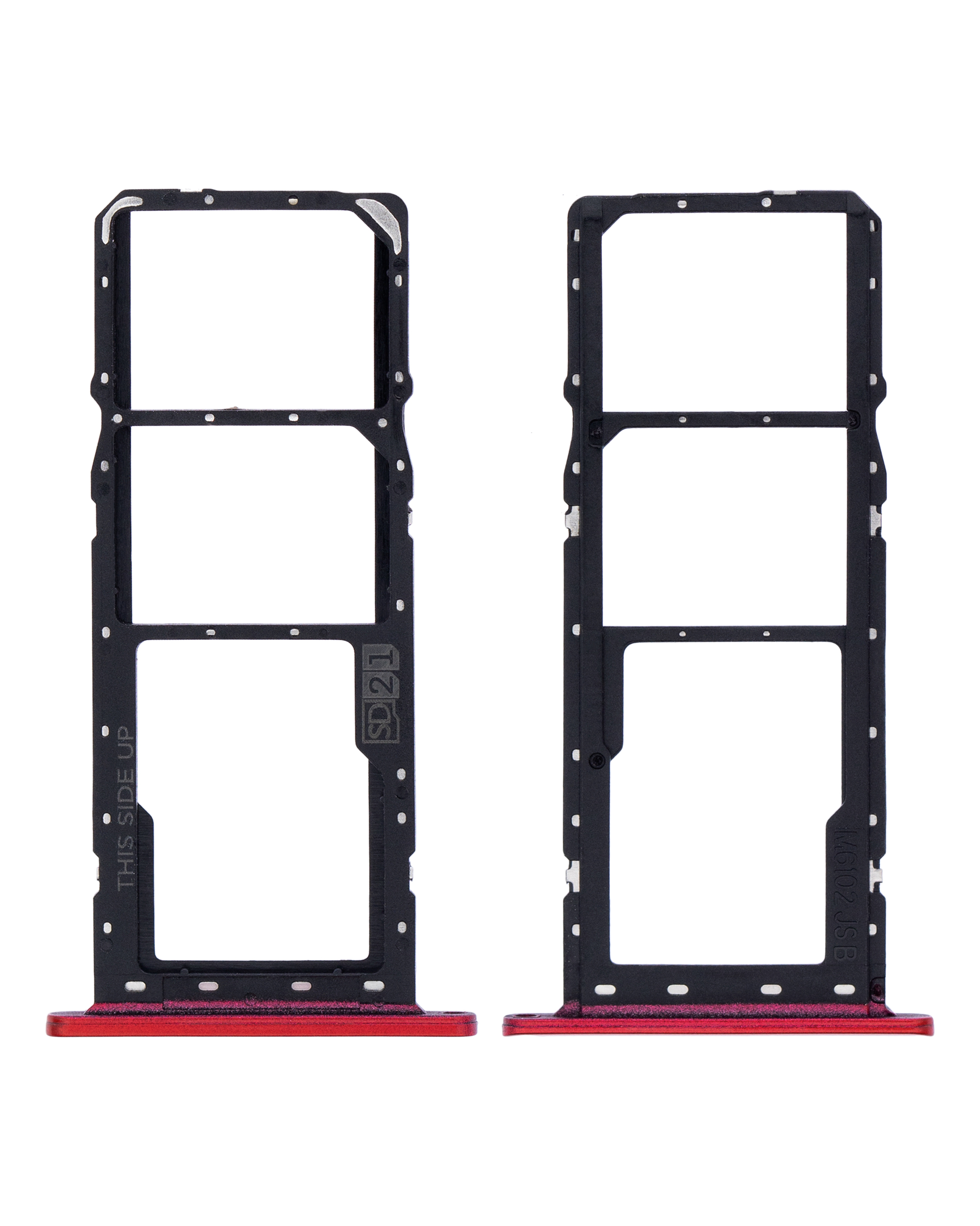 Dual Sim Card Tray Compatible For Motorola Moto G8 Power Lite (Xt2055 / 2020) (Red)