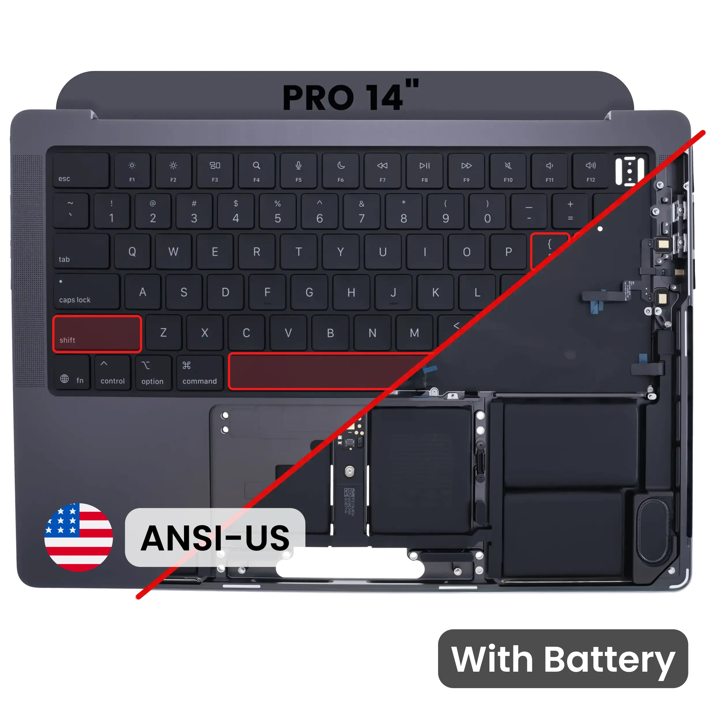 Top Case With Battery (ANSI) For MacBook Pro 14