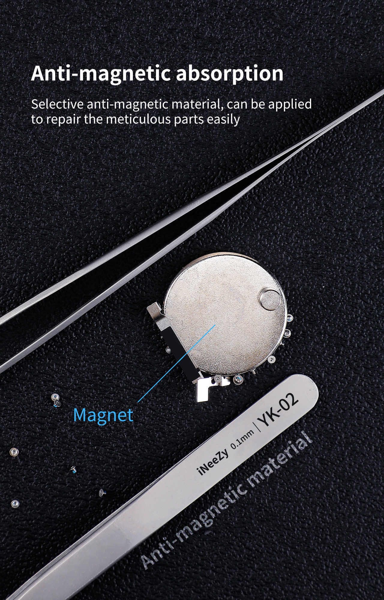 Ineezy Handmade Non-Magnetic Stainless Tweezers (Silver - Thin) (Qianli)