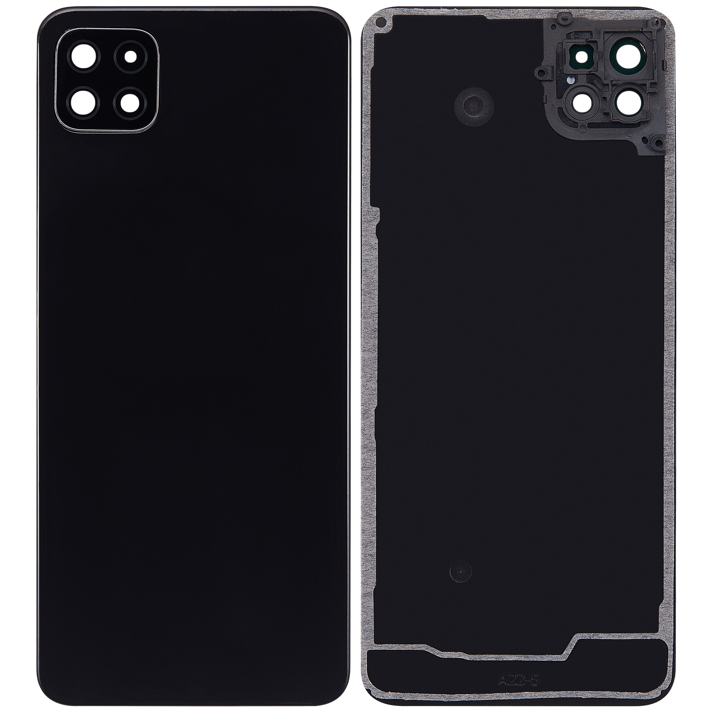 Back Cover Glass With Camera Lens Compatible For Samsung Galaxy A22 5G (A226 / 2021) (Aftermarket Plus) (Black)
