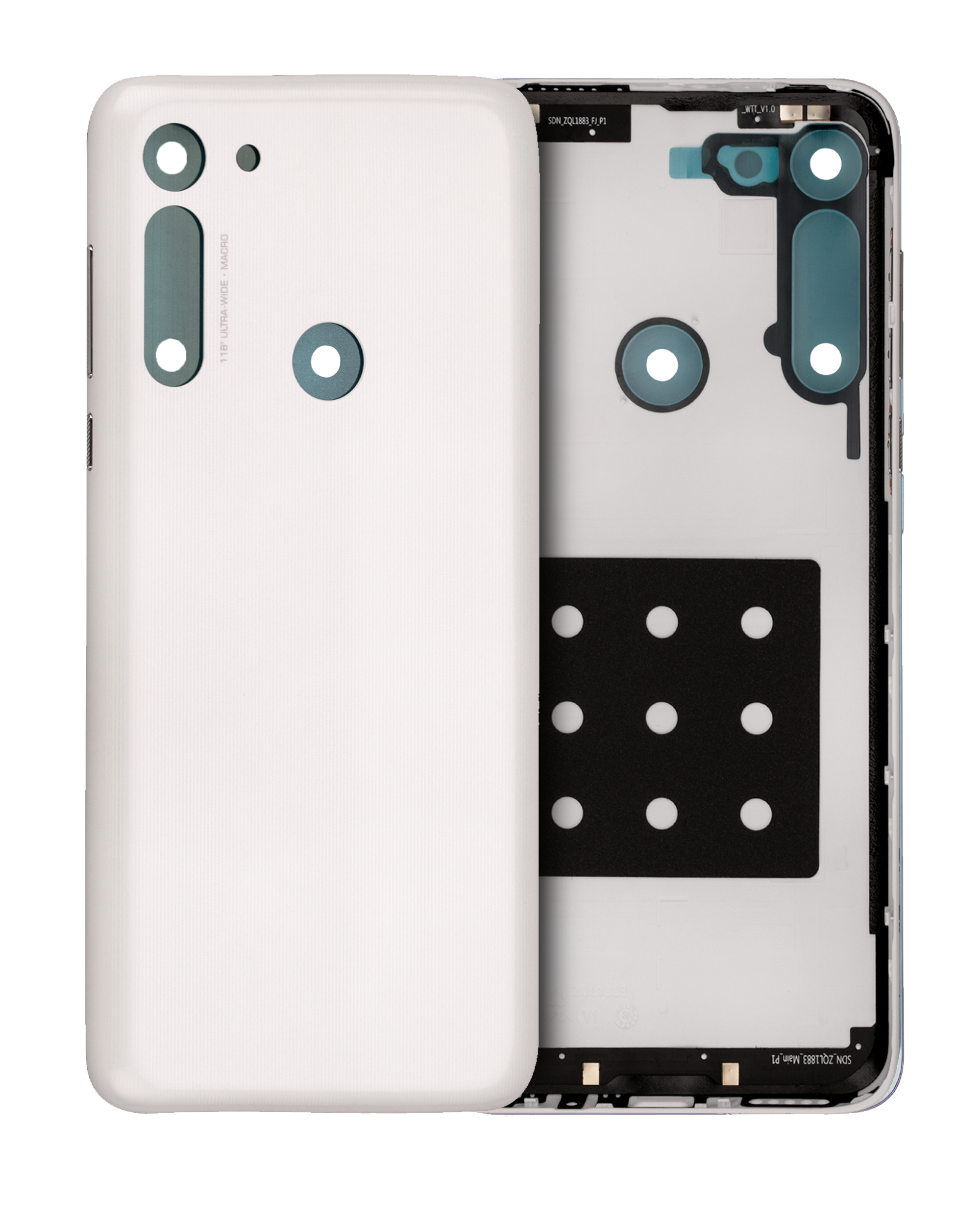 Back Cover Glass Compatible For Motorola Moto G8 (Xt2045-1 / 2020) (White Prism)