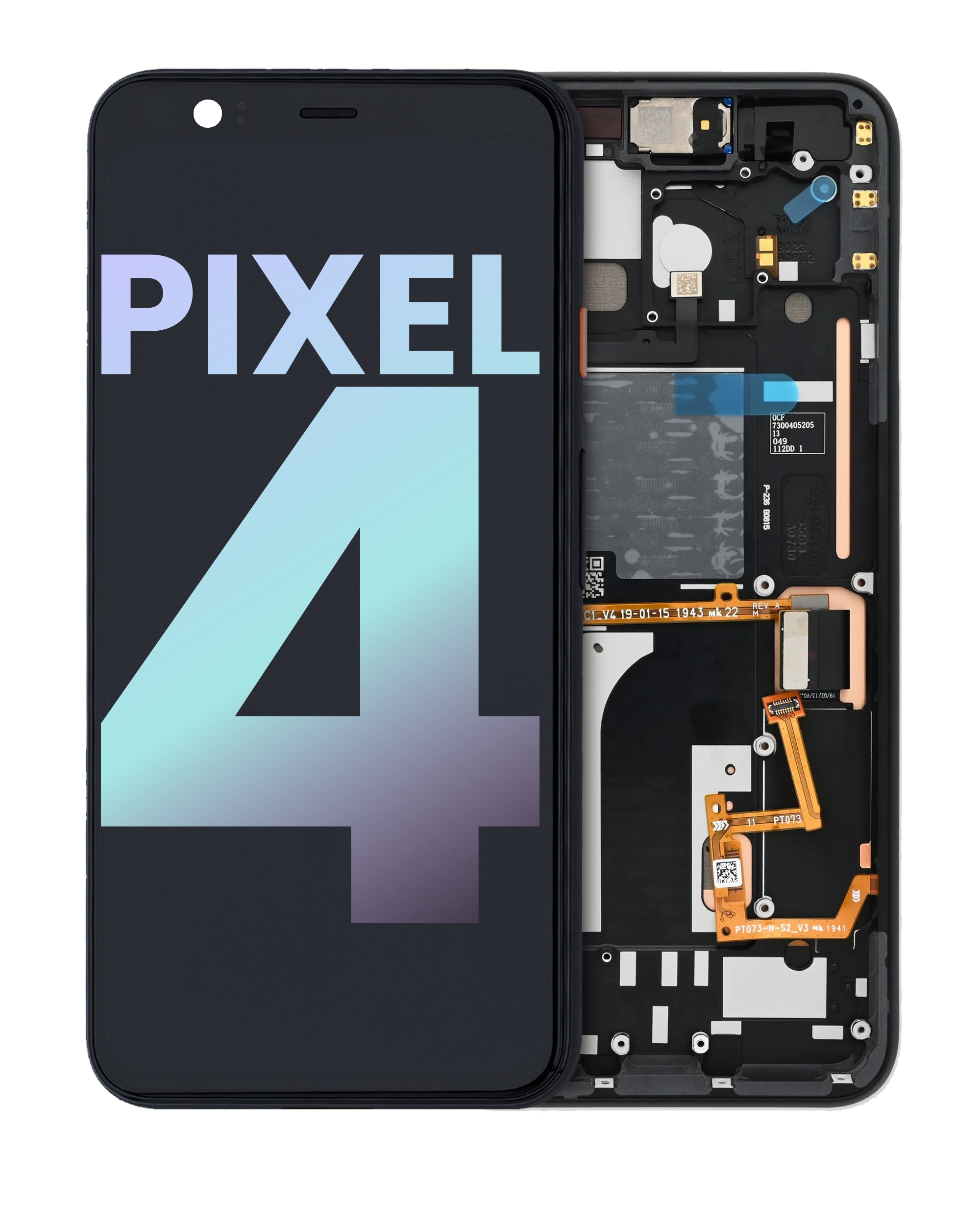 Oled Assembly With Frame Compatible For Google Pixel 4 (Official - Not Aftermarket) (Oh So Orange Power Button)
