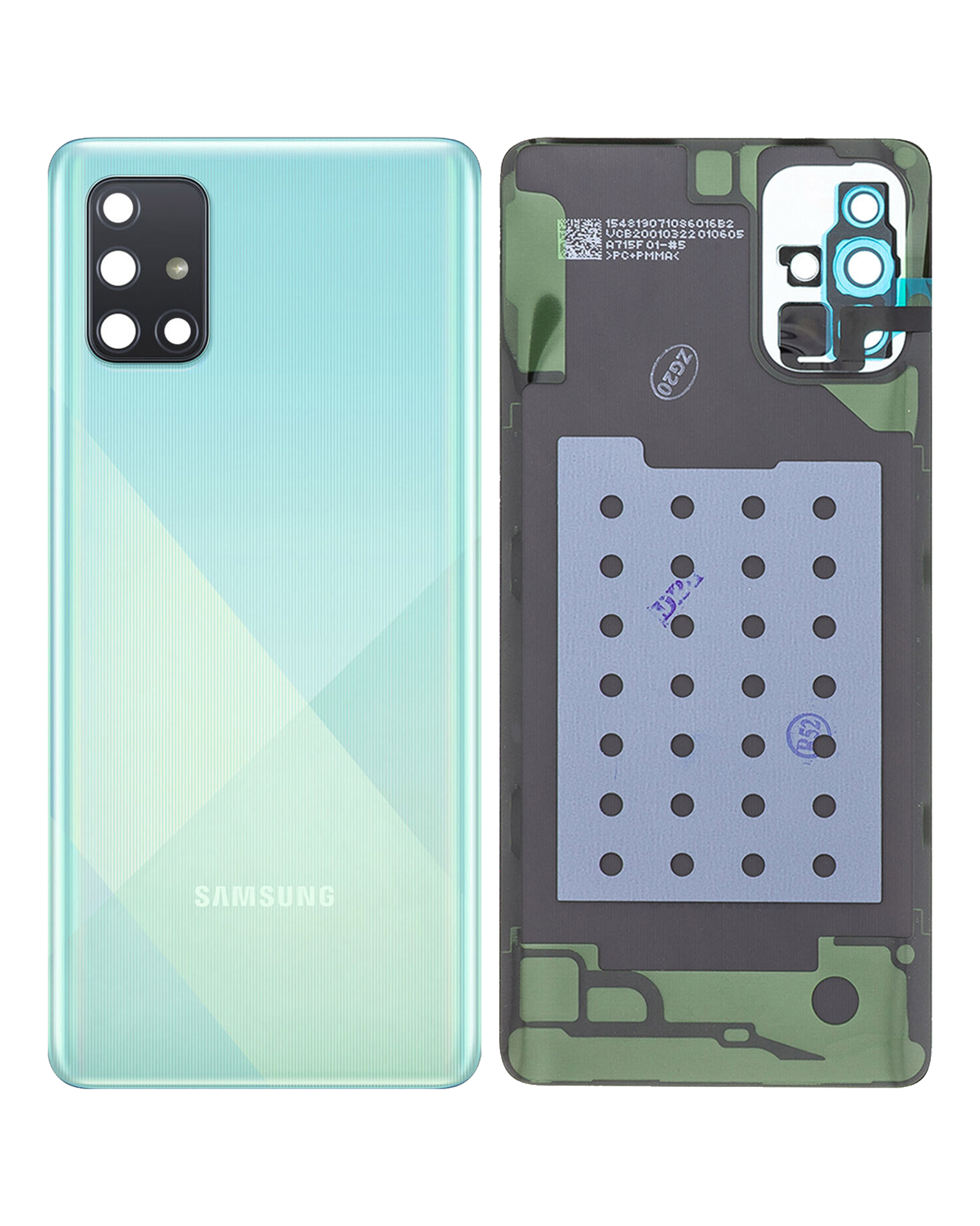 Back Cover Glass With Camera Lens Compatible For Samsung Galaxy A71 (A715 / 2020) (Service Pack) (Prism Crush Blue)
