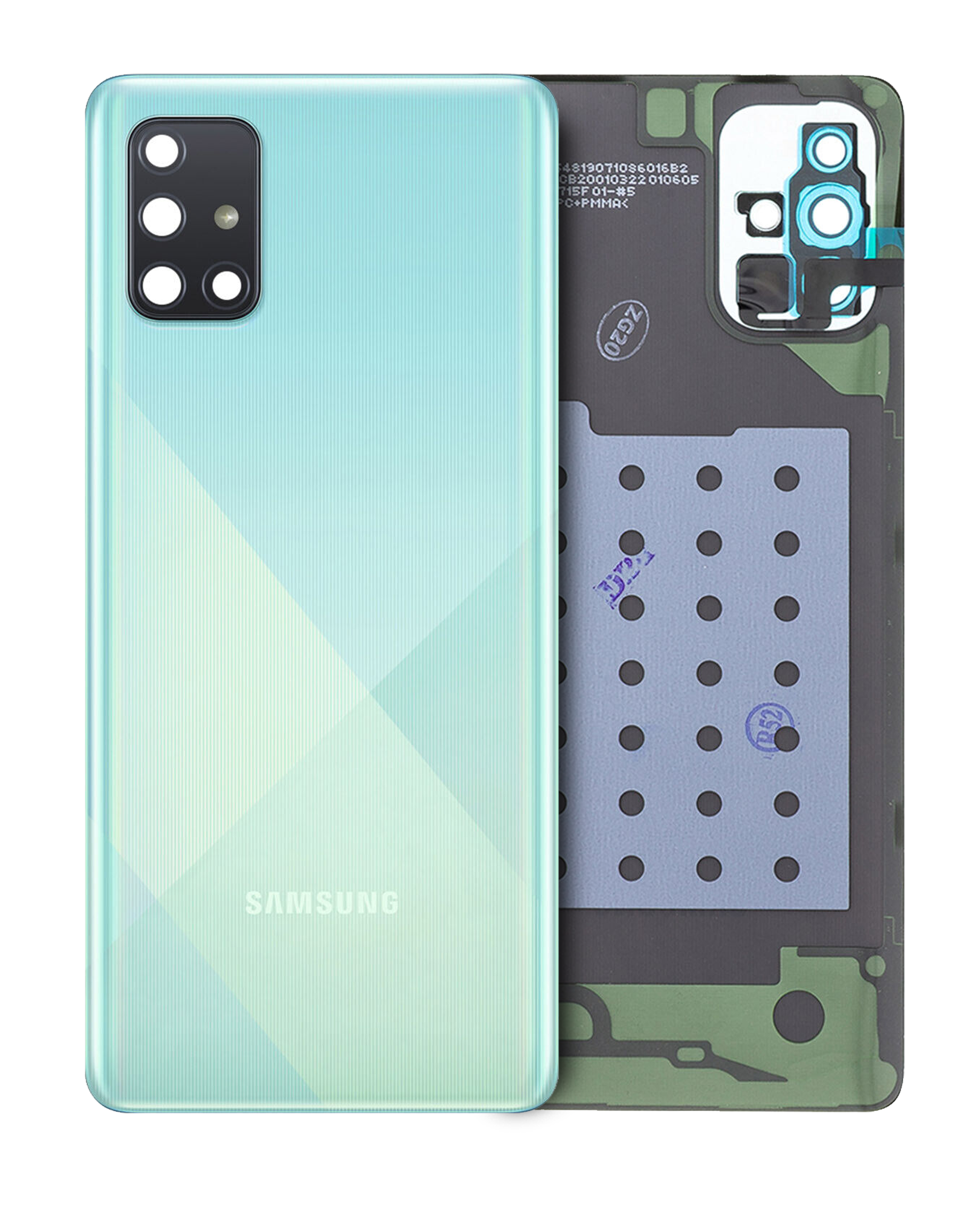 Back Cover Glass With Camera Lens Compatible For Samsung Galaxy A71 (A715 / 2020) (Service Pack) (Prism Crush Blue)