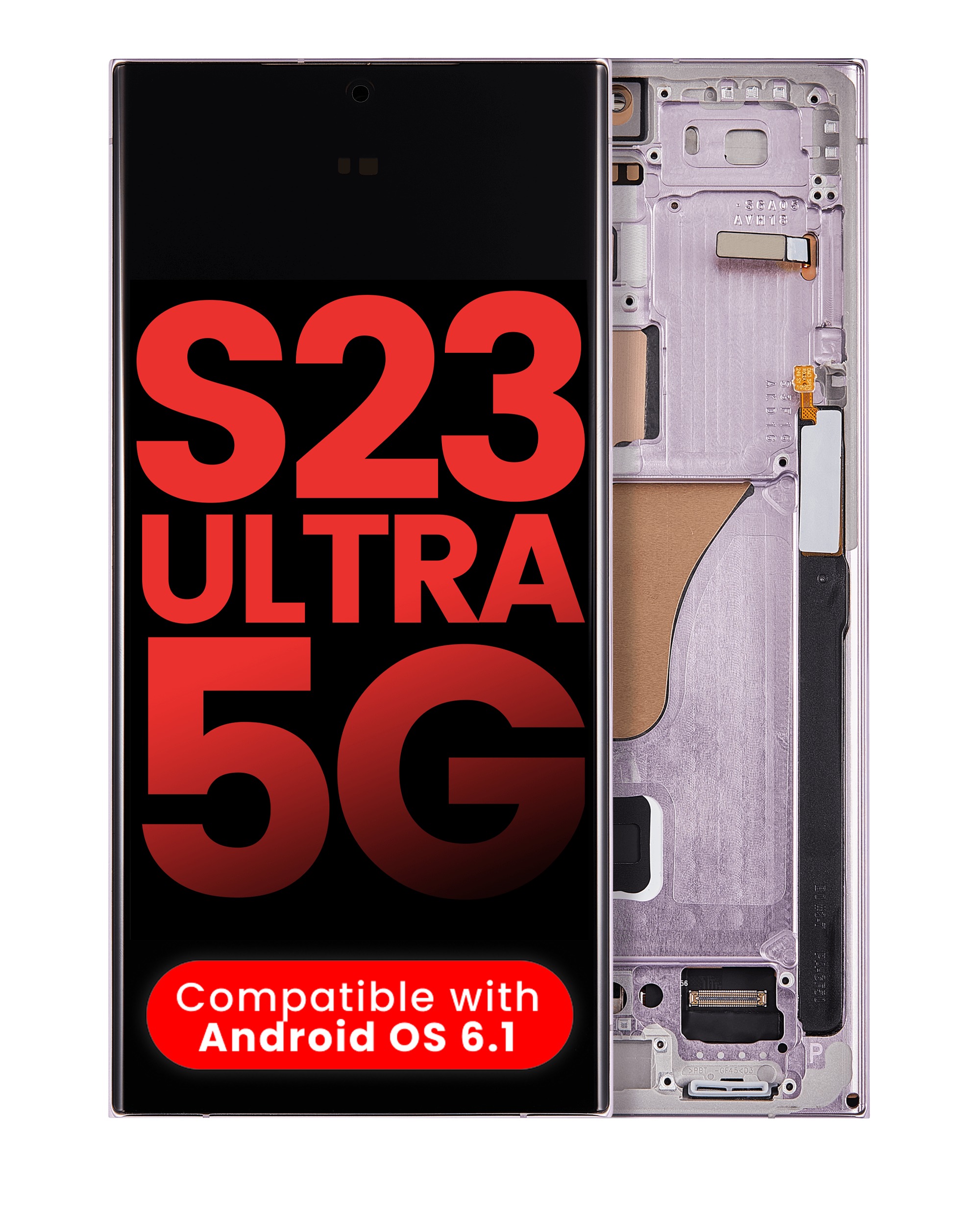 OLED Assembly With Frame Compatible For Samsung Galaxy S23 Ultra (US & International) (Aftermarket Plus) (Lavender)