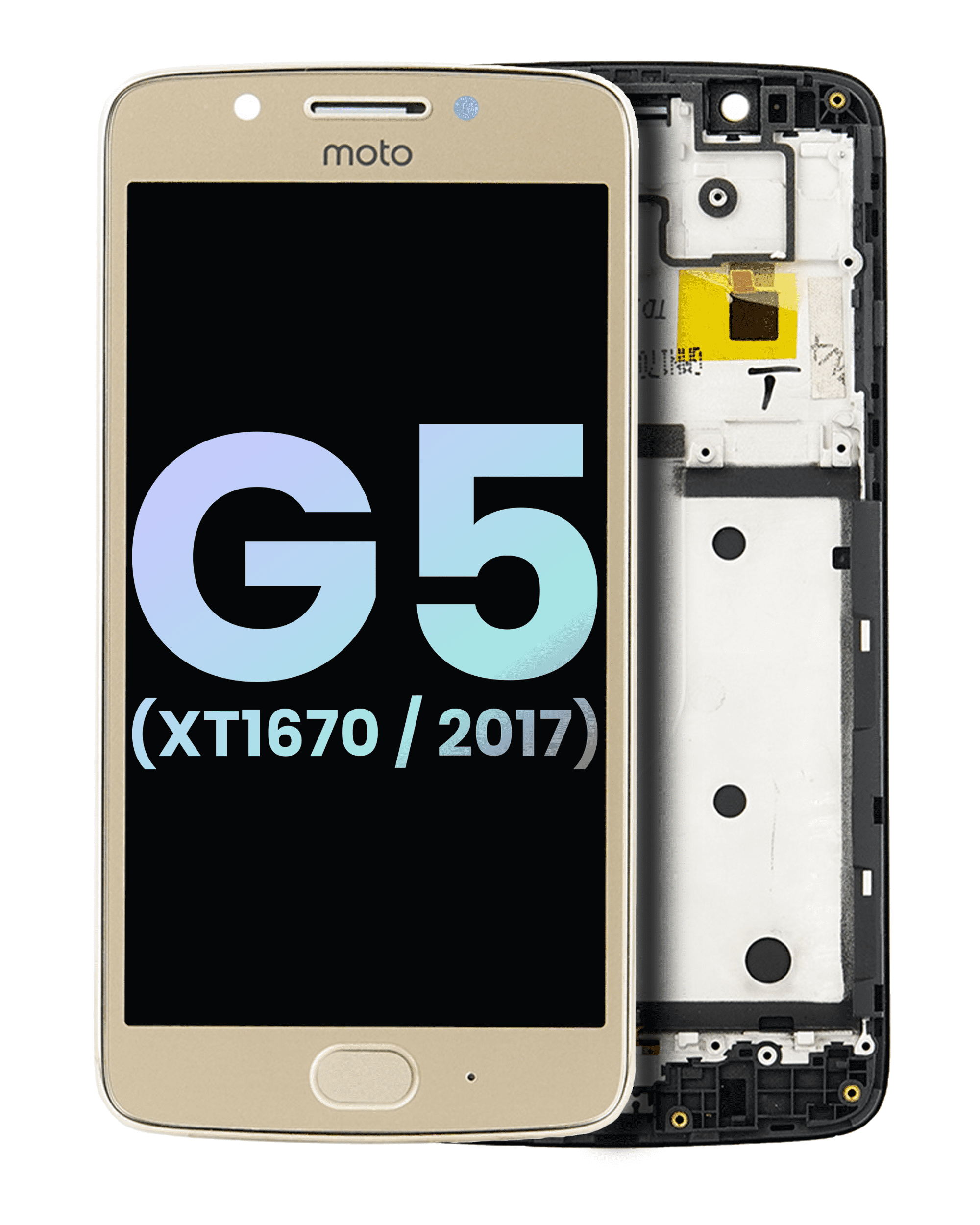 Lcd Assembly With Frame Compatible For Motorola Moto G5 (Xt1670 / 2017) (Official - Not Aftermarket) (Gold)