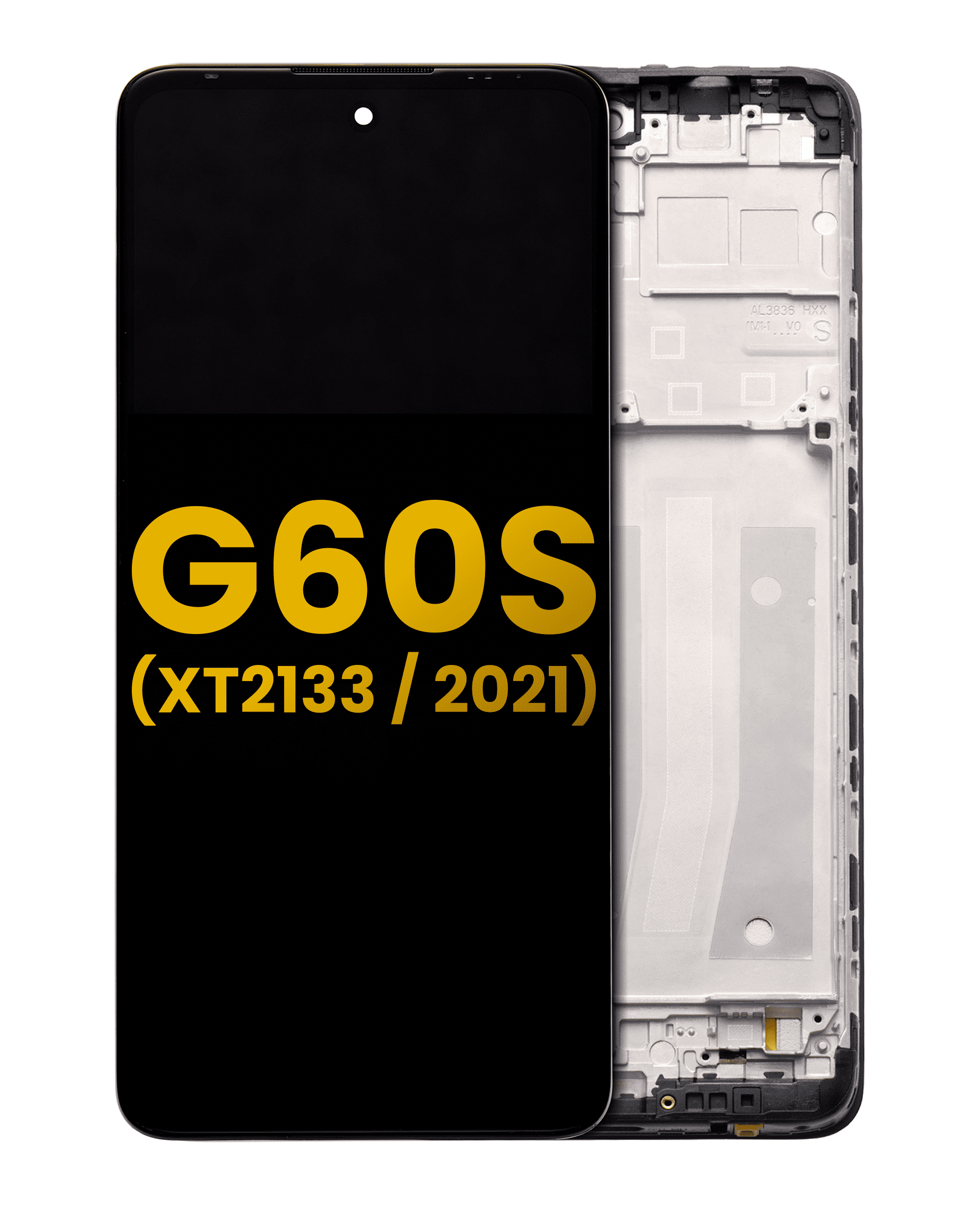 Lcd Assembly With Frame Compatible For Motorola Moto G60S (Xt2133 / 2021) (Refurbished) (Black)
