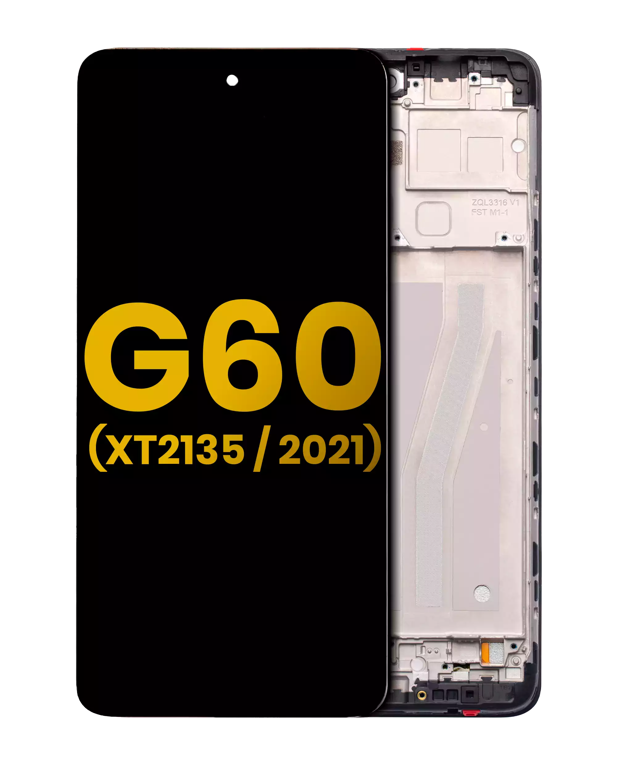 Lcd Assembly With Frame Compatible For Motorola Moto G60 (Xt2135 / 2021) (Refurbished) (Black)