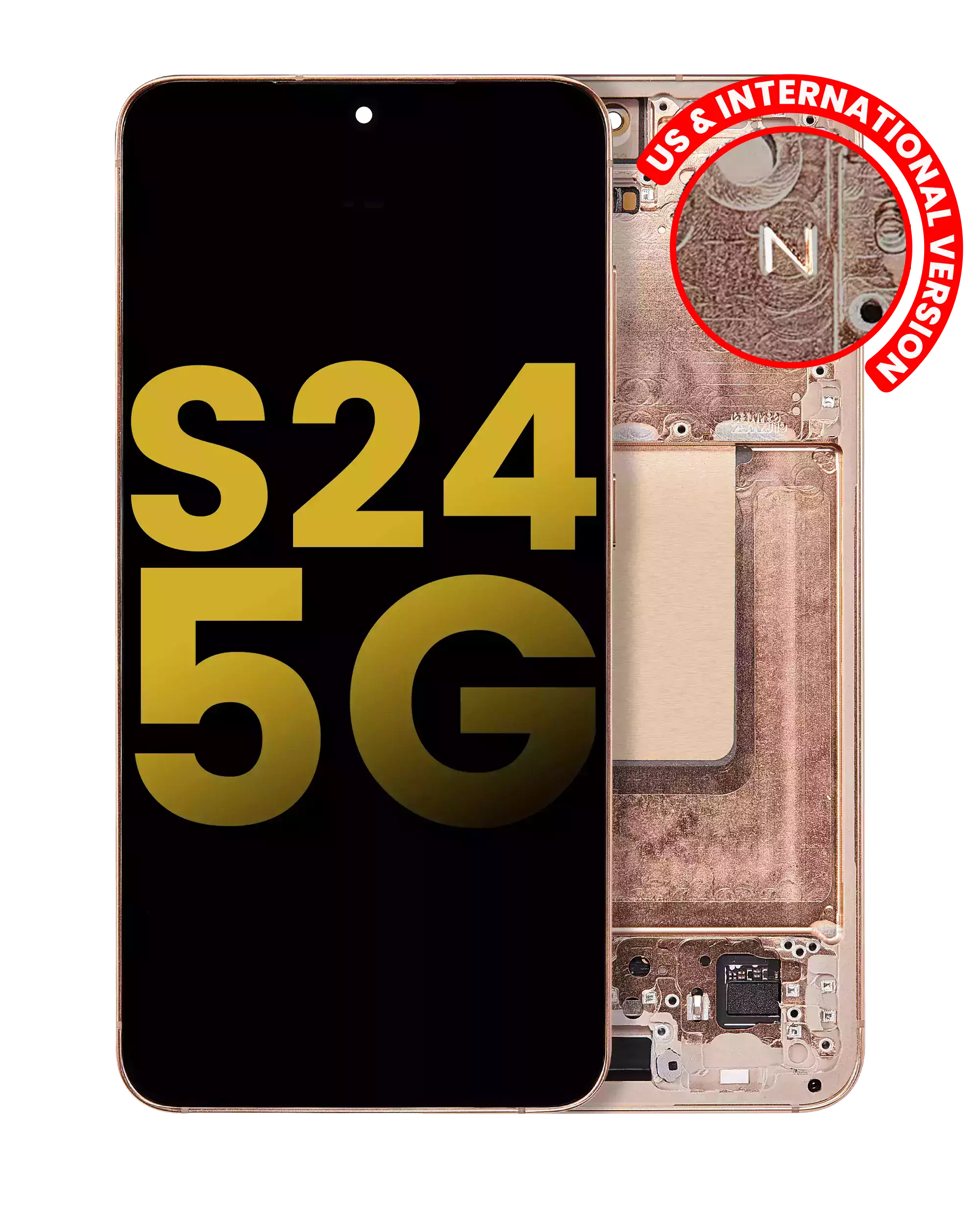 OLED Assembly With Frame Compatible For Samsung Galaxy S24 5G (US & International Version) (Refurbished) (Sandstone Orange)
