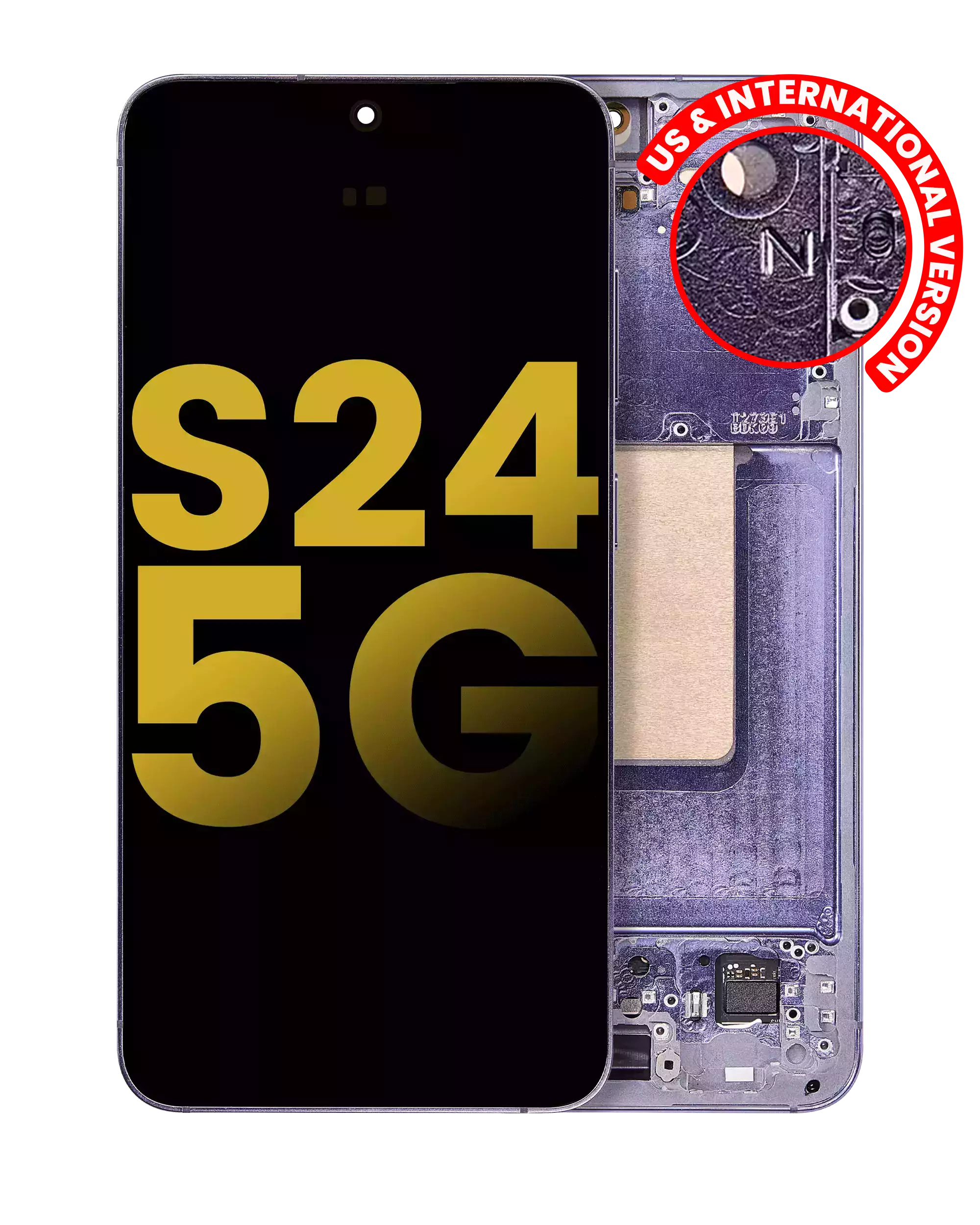 OLED Assembly With Frame Compatible For Samsung Galaxy S24 5G (US & International Version) (Refurbished) (Cobalt Violet)