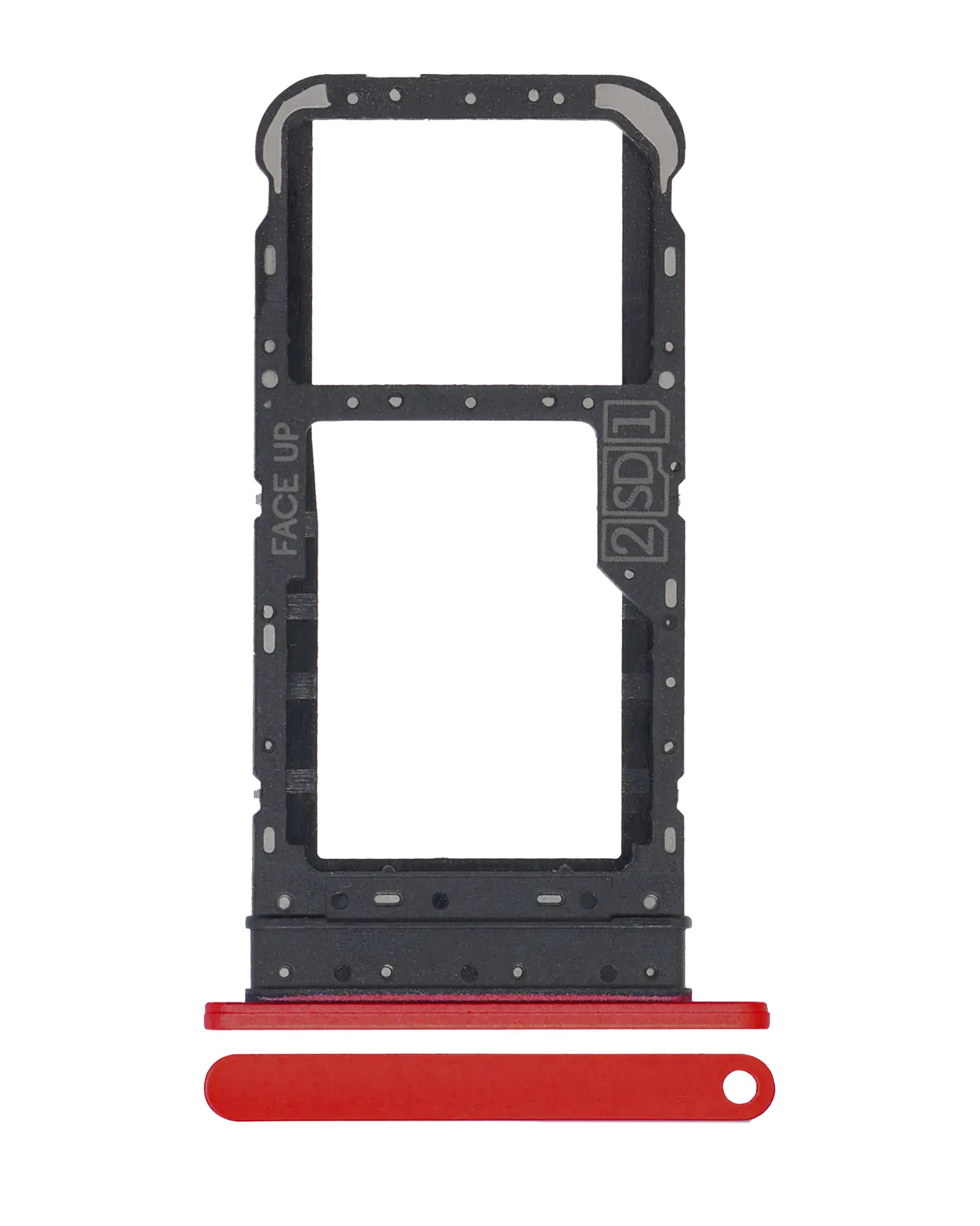 Dual Sim Card Tray Compatible For Motorola Moto E7 (Xt2095 / 2020) (Red)