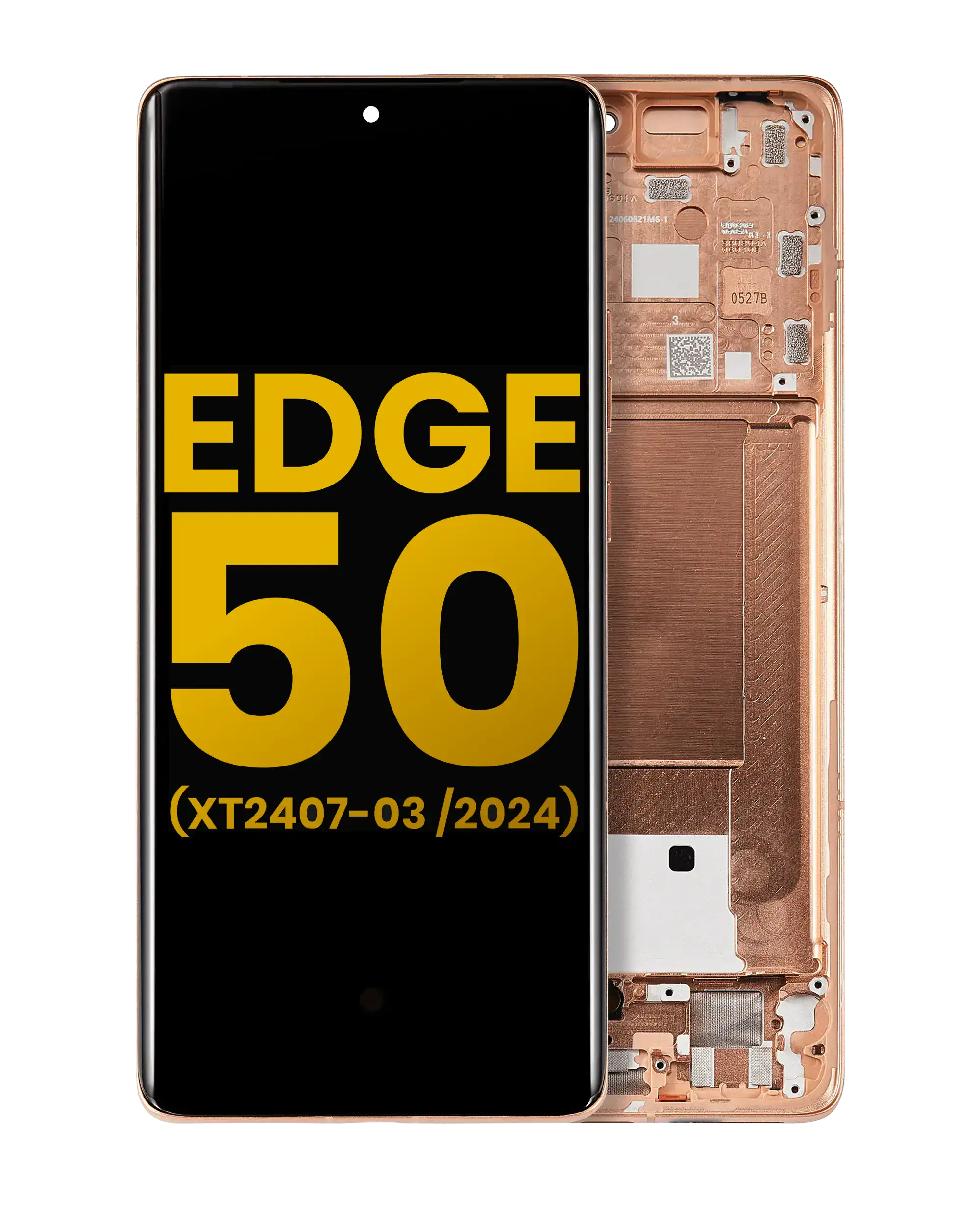 Oled Assembly With Frame Compatible For Motorola Moto Edge 50  (Xt2407-3 / 2024) (Refurbished) (Peach Fuzz)