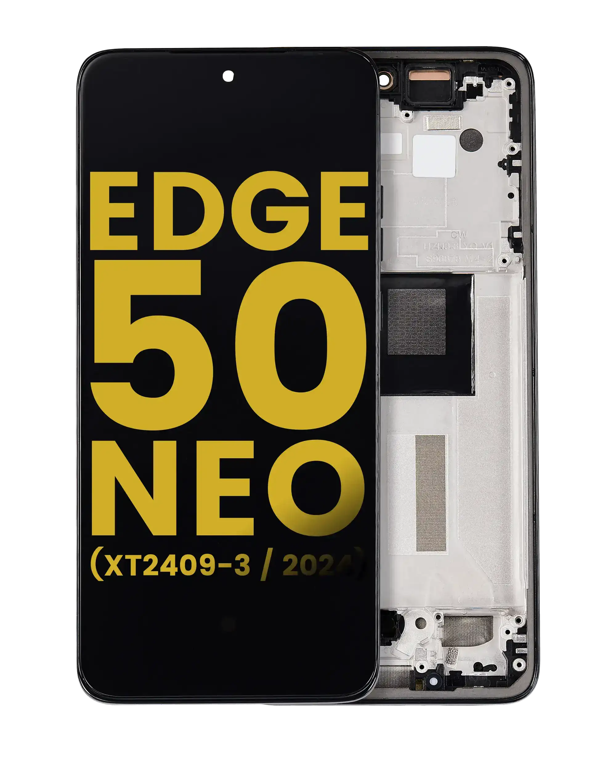 Oled Assembly With Frame Compatible For Motorola Moto Edge 50 Neo (Xt2409-3 / 2024) (Refurbished) (Grisaille)