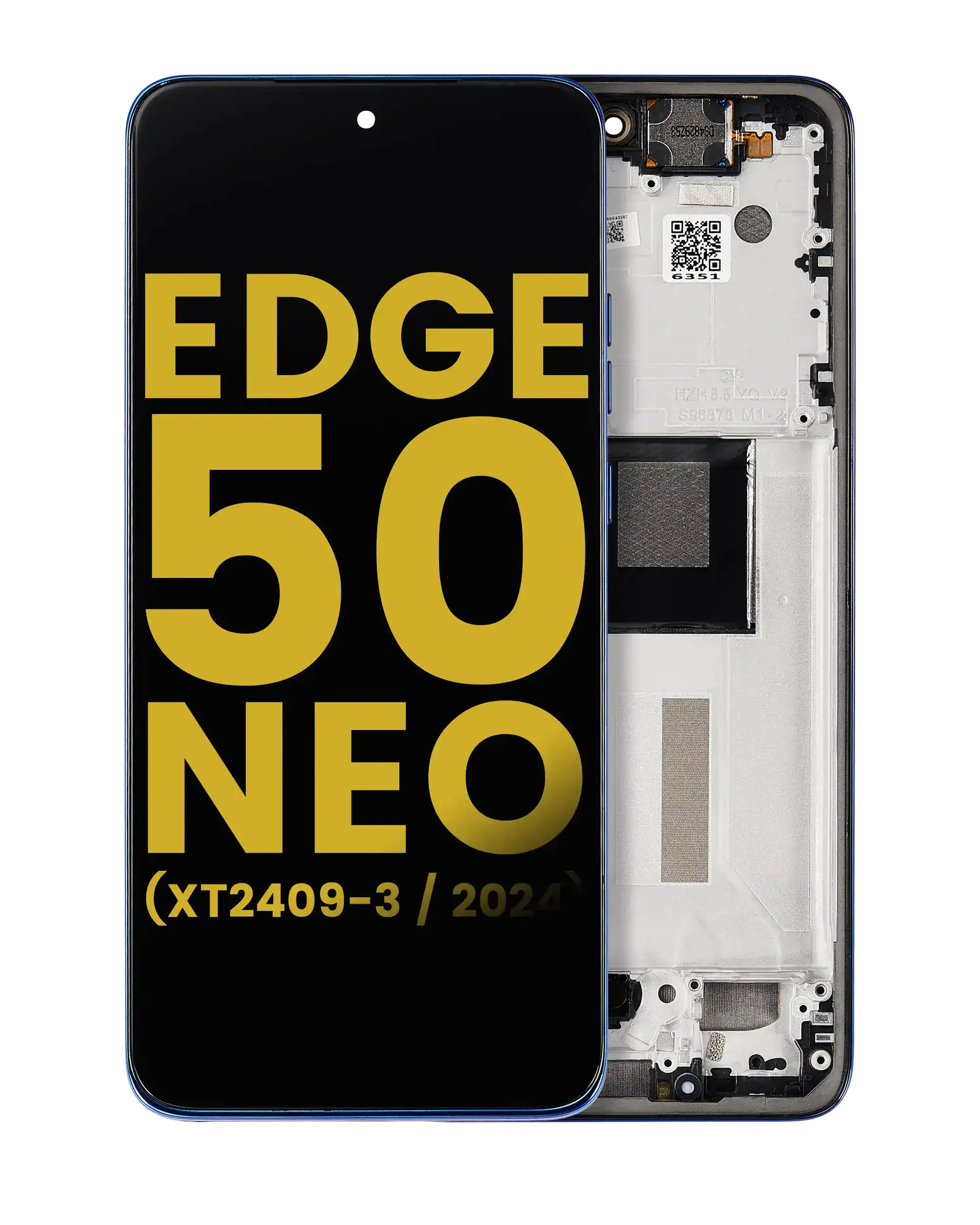 Oled Assembly With Frame Compatible For Motorola Moto Edge 50 Neo (Xt2409-3 / 2024) (Refurbished) (Nautical Blue)