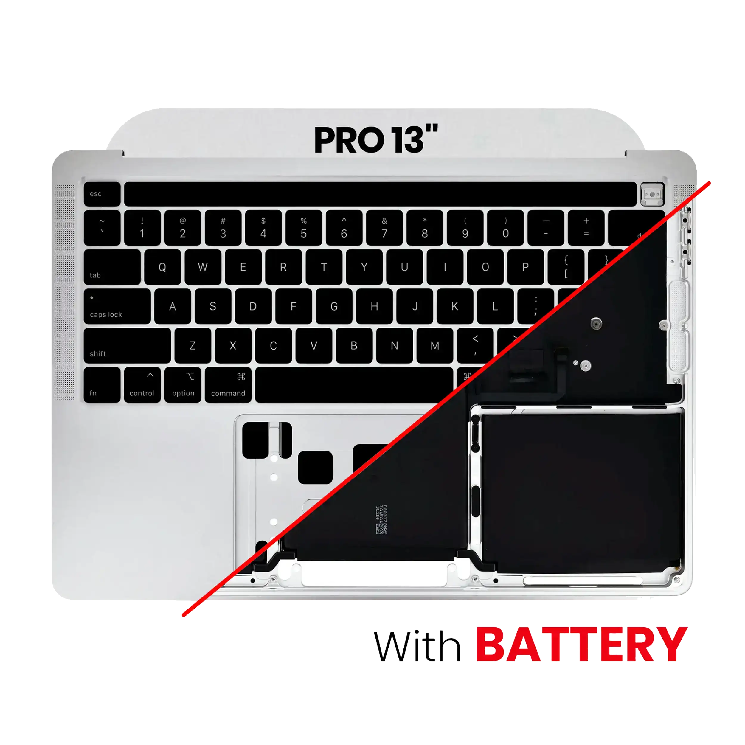 Top Case Assembly With Battery And Keyboard Compatible Macbook Pro 13" (A2289 / Early 2020) (Us Keyboard) (Silver)