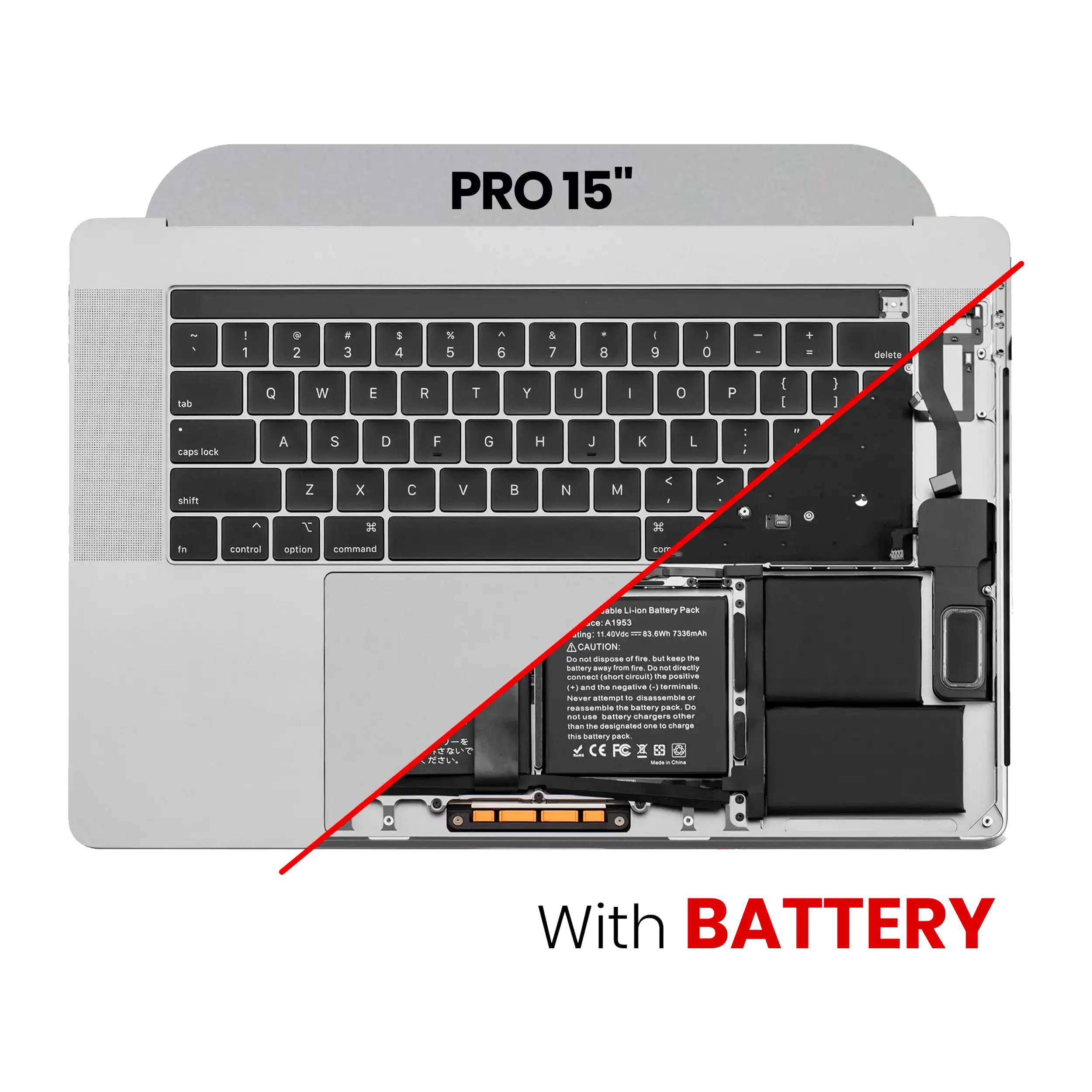 Top Case Assembly With Battery And Keyboard For Macbook Pro 15" Touch Bar (A1990) - Space Gray