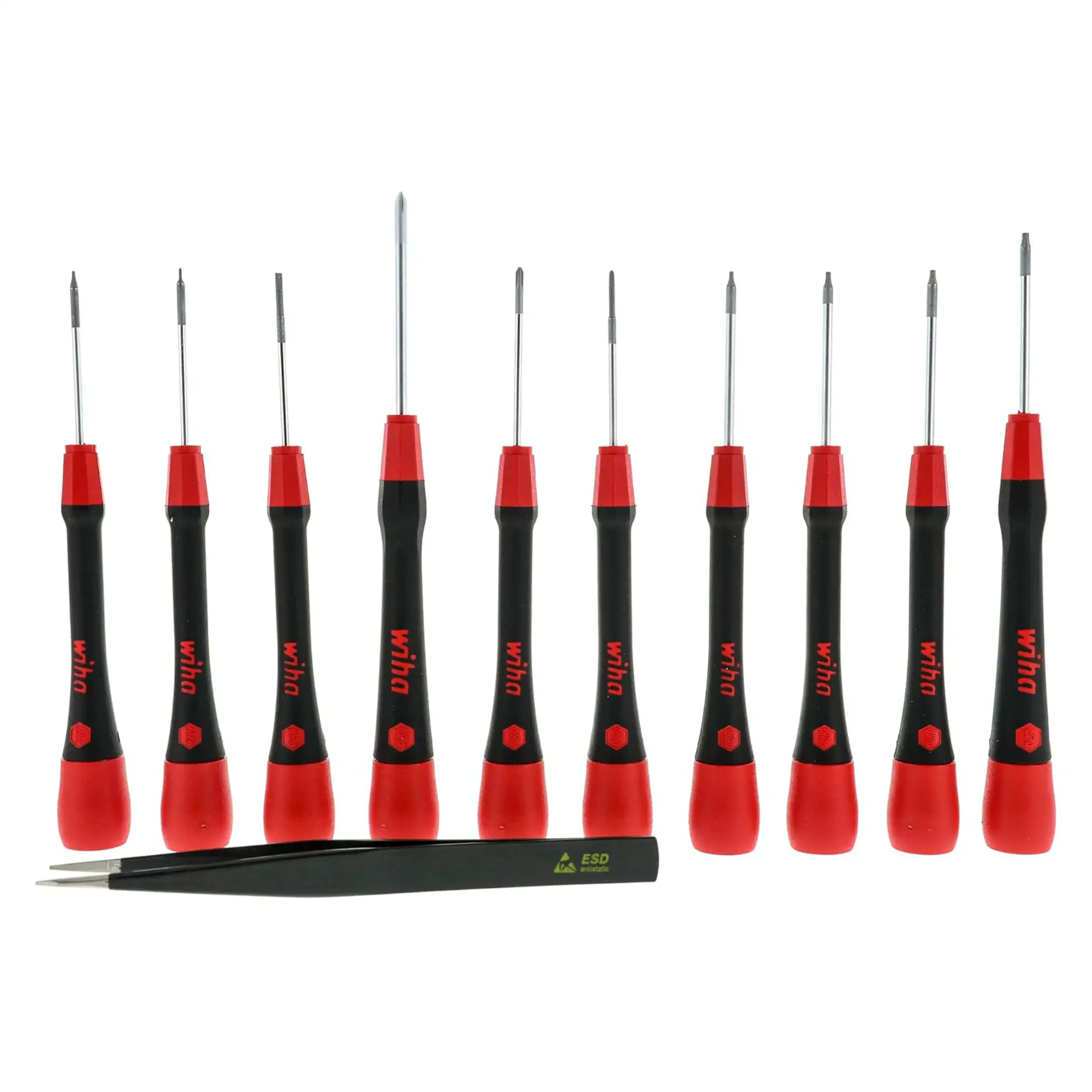 11 Piece Picofinish Precision Screwdriver And Tweezers Smartphone Technician Set (26198) (Wiha)