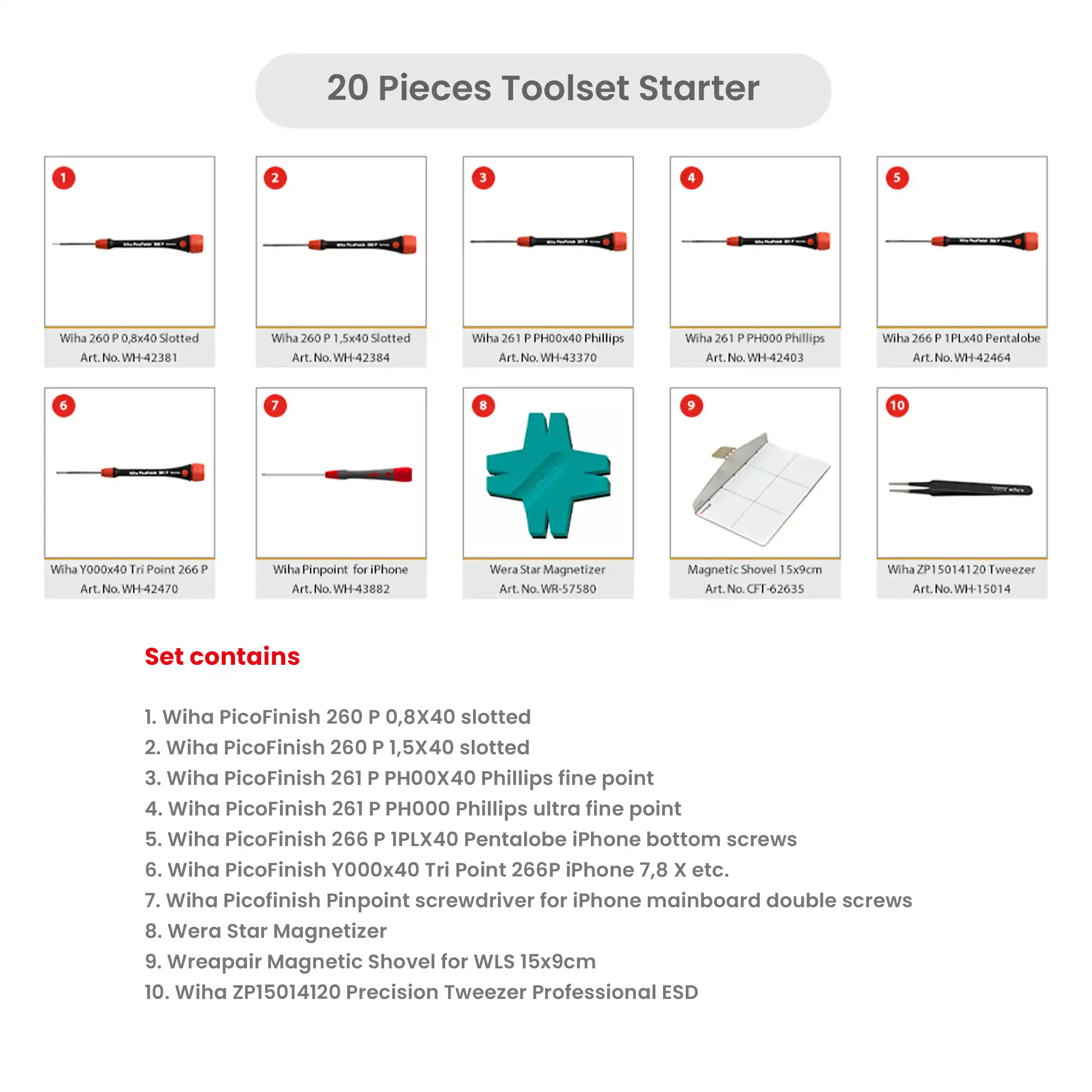 20 Pieces Toolset Starter (Wrepair)