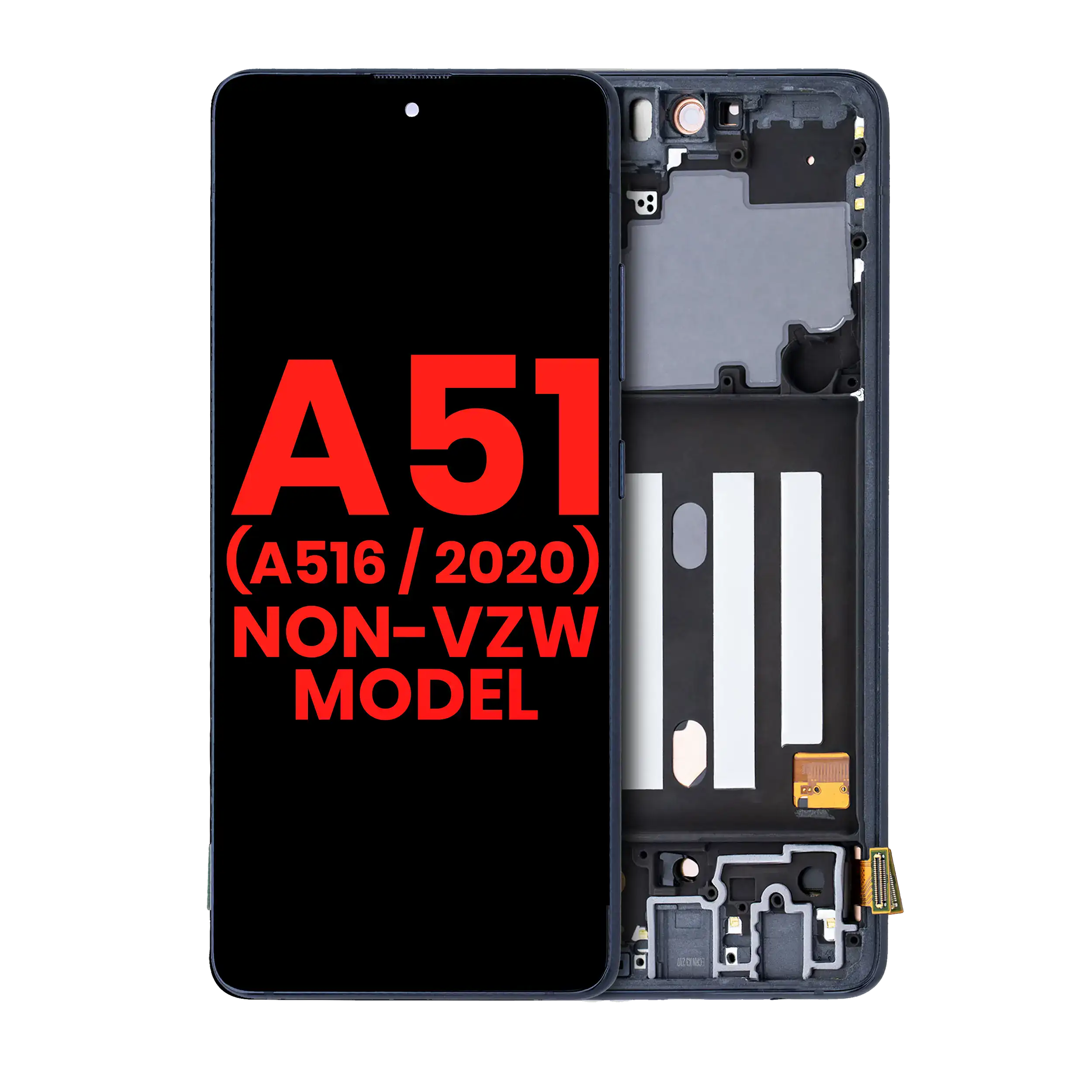 Oled Assembly With Frame Compatible For Samsung Galaxy A51 5G (A516 / 2020) (Non-Verizon 5G Uw Frame) (6.46") (Aftermarket Plus) (Prism Cube Black)