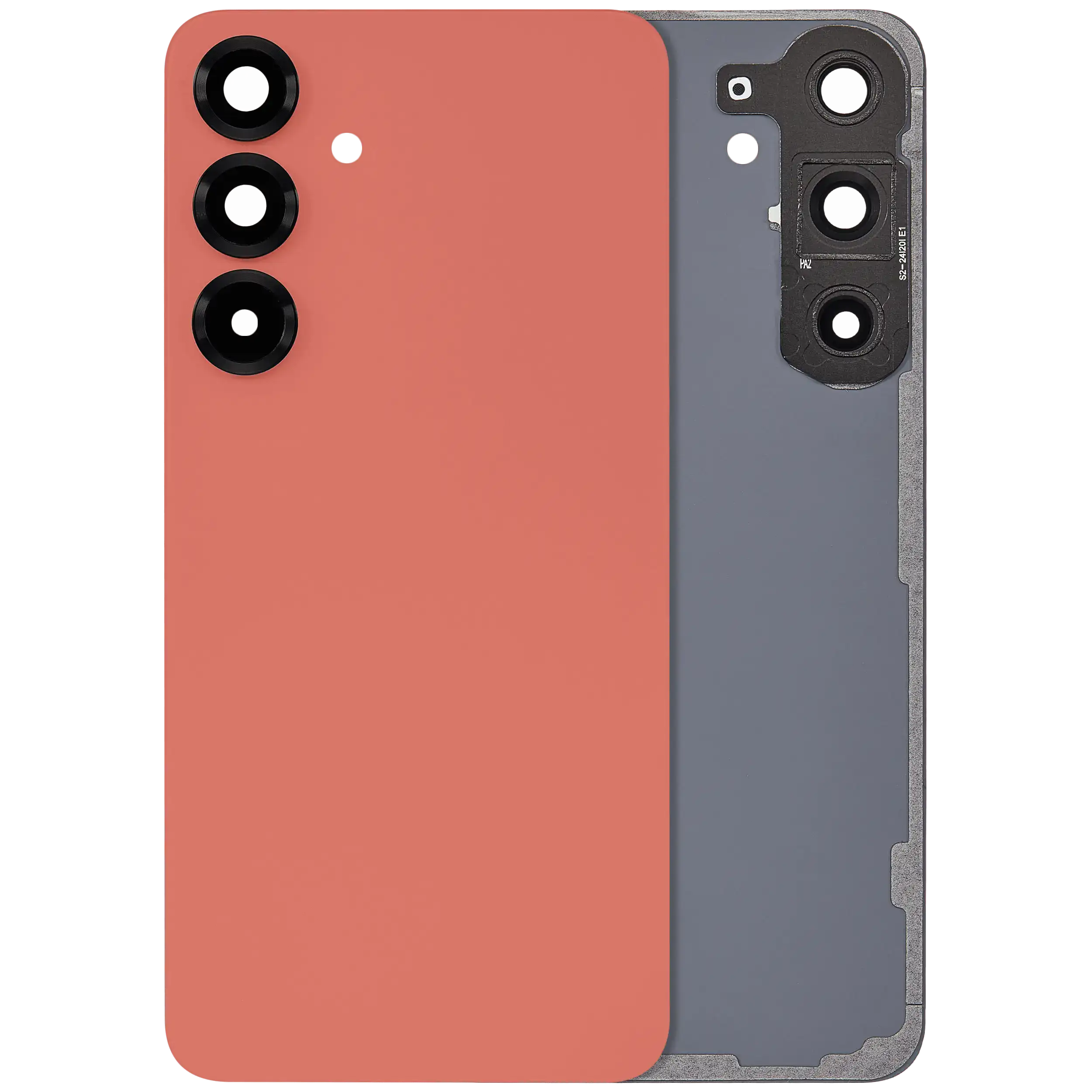 Back Cover Glass With Camera Lens Compatible For Samsung Galaxy S25 Plus 5G (No Logo) (Aftermarket Plus) (Coral Red)