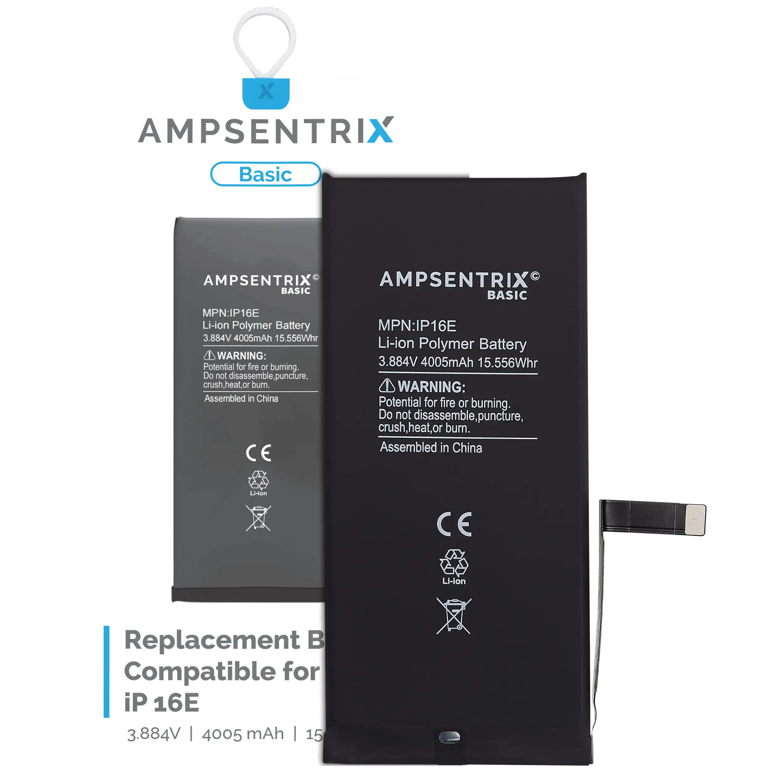 Replacement Battery For iPhone 16e (AmpSentrix Basic) - USA