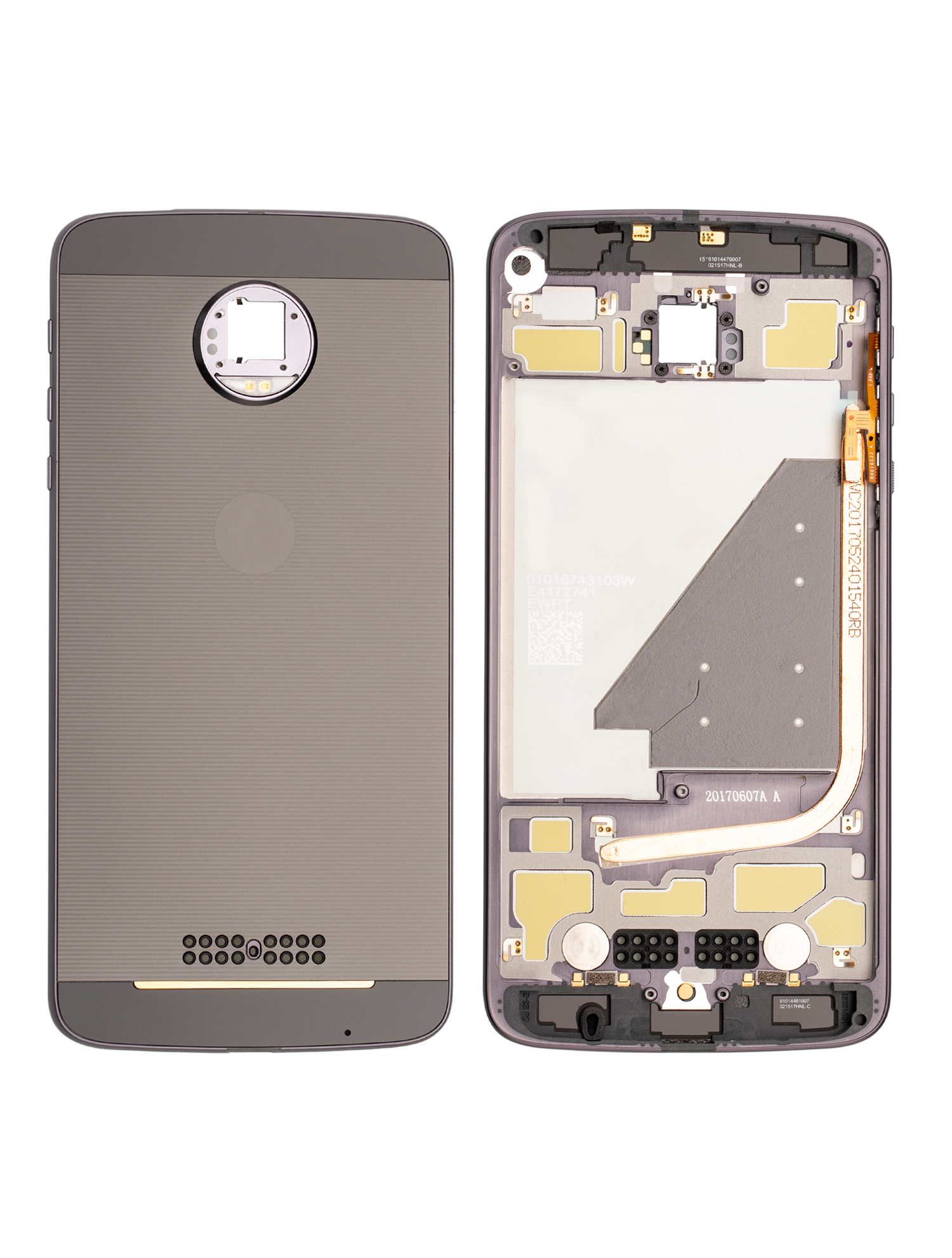 Back Housing Compatible For Motorola Moto Z Droid (Xt1650-01 / 2016) (Official - Not Aftermarket) (Black / Gray)
