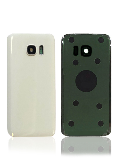 Back Cover Glass With Camera Lens Compatible For Samsung Galaxy S7 (No Logo) (Aftermarket Plus) (White)