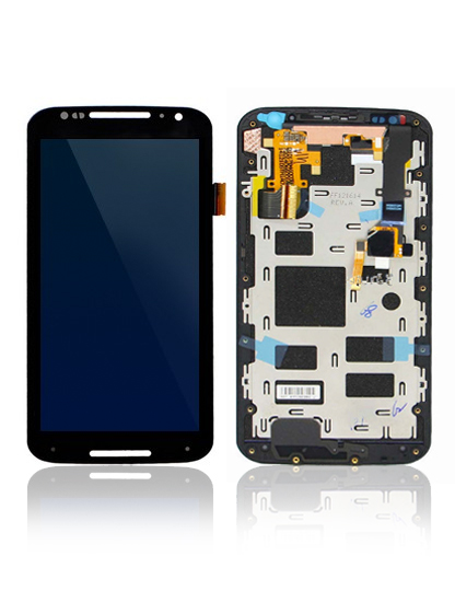 Lcd Assembly With Frame Compatible For Motorola Moto X2 (Xt1096 / 2014) (Refurbished) (Black)