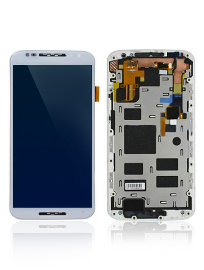 Lcd Assembly With Frame Compatible For Motorola Moto X2 (Xt1096 / 2014) (Refurbished) (White)
