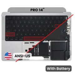 Top Case Assembly With Battery And Keyboard Compatible For MacBook Pro 14" (A2442 / Late 2021) / Pro 14" (A2779 / Early 2023) (Genuine OEM) (US Keyboard) (Silver)