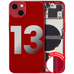 Back Housing W/ Small Components Pre-Installed Compatible For iPhone 13 (US Version) (Used OEM Pull: Grade B) (Red)