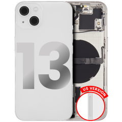 Back Housing W/ Small Components Pre-Installed Compatible For iPhone 13 (US Version) (Used OEM Pull: Grade B) (Starlight)