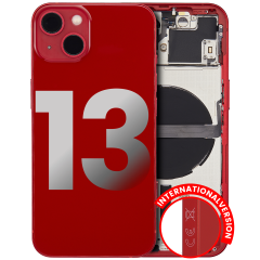 Back Housing W/ Small Components Pre-Installed Compatible For iPhone 13 (International Version) (Used OEM Pull: Grade B) (Red)