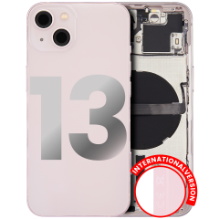 Back Housing W/ Small Components Pre-Installed Compatible For iPhone 13 (International Version) (Used OEM Pull: Grade B) (Pink)