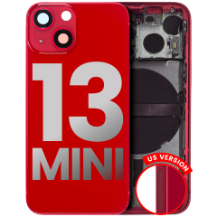 Back Housing W/ Small Components Pre-Installed Compatible For iPhone 13 Mini (US Version) (Used OEM Pull: Grade C) (Red)
