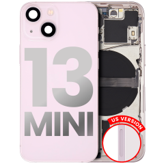 Back Housing W/ Small Components Pre-Installed Compatible For iPhone 13 Mini (US Version) (Used OEM Pull: Grade A) (Pink)