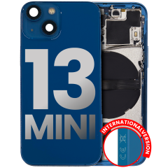 Back Housing W/ Small Components Pre-Installed Compatible For iPhone 13 Mini (International Version) (Used OEM Pull: Grade C) (Blue)